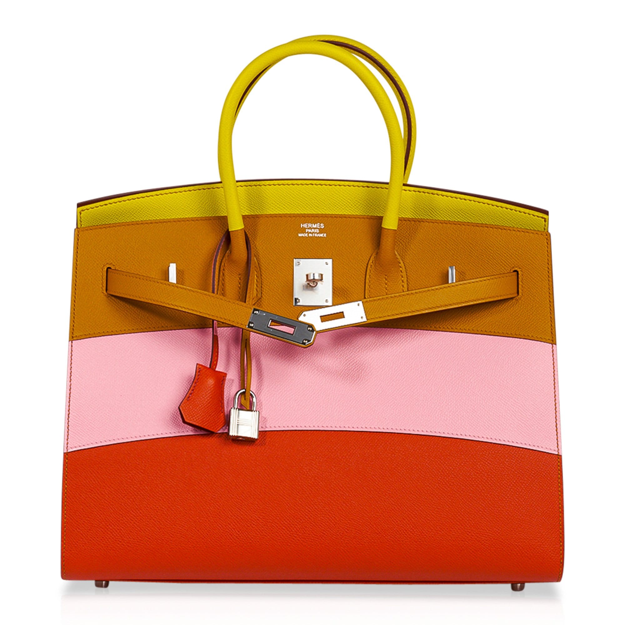 Hermès Birkin 35 Sellier Sunrise Rainbow aus Epsom Leder mit Palladium
