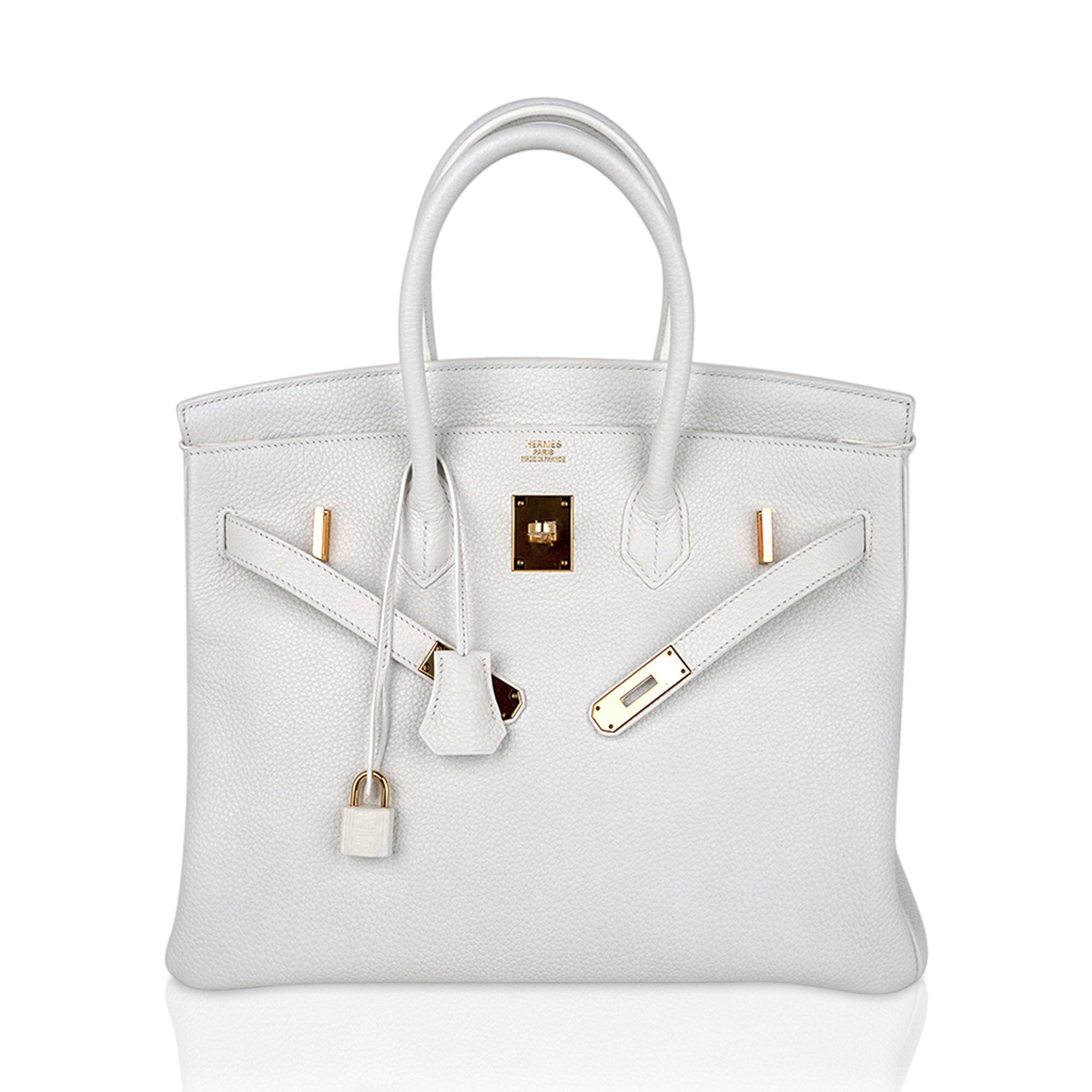 Hermes Birkin 35 Bag White Clemence Leather with Gold Hardware