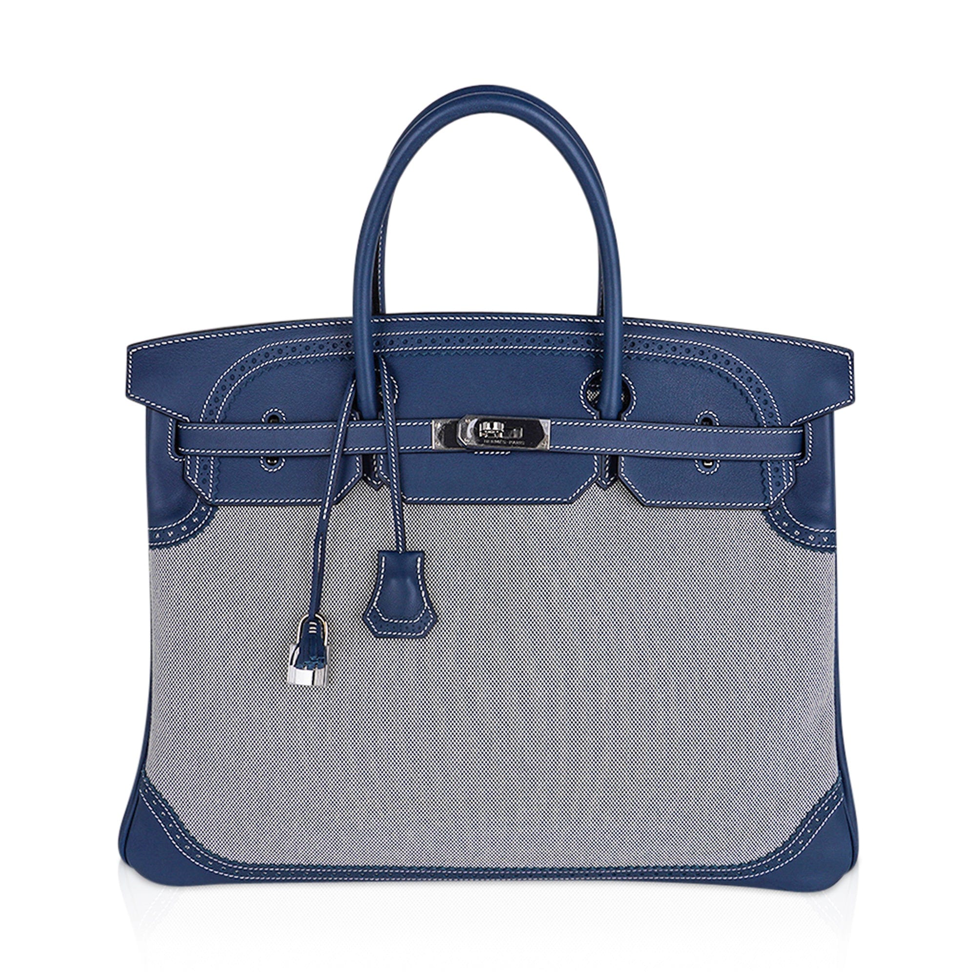 Hermes Birkin 40 Bag Ghillies Blue de Prusse w/ Blue Toile Limited Edi –  Mightychic