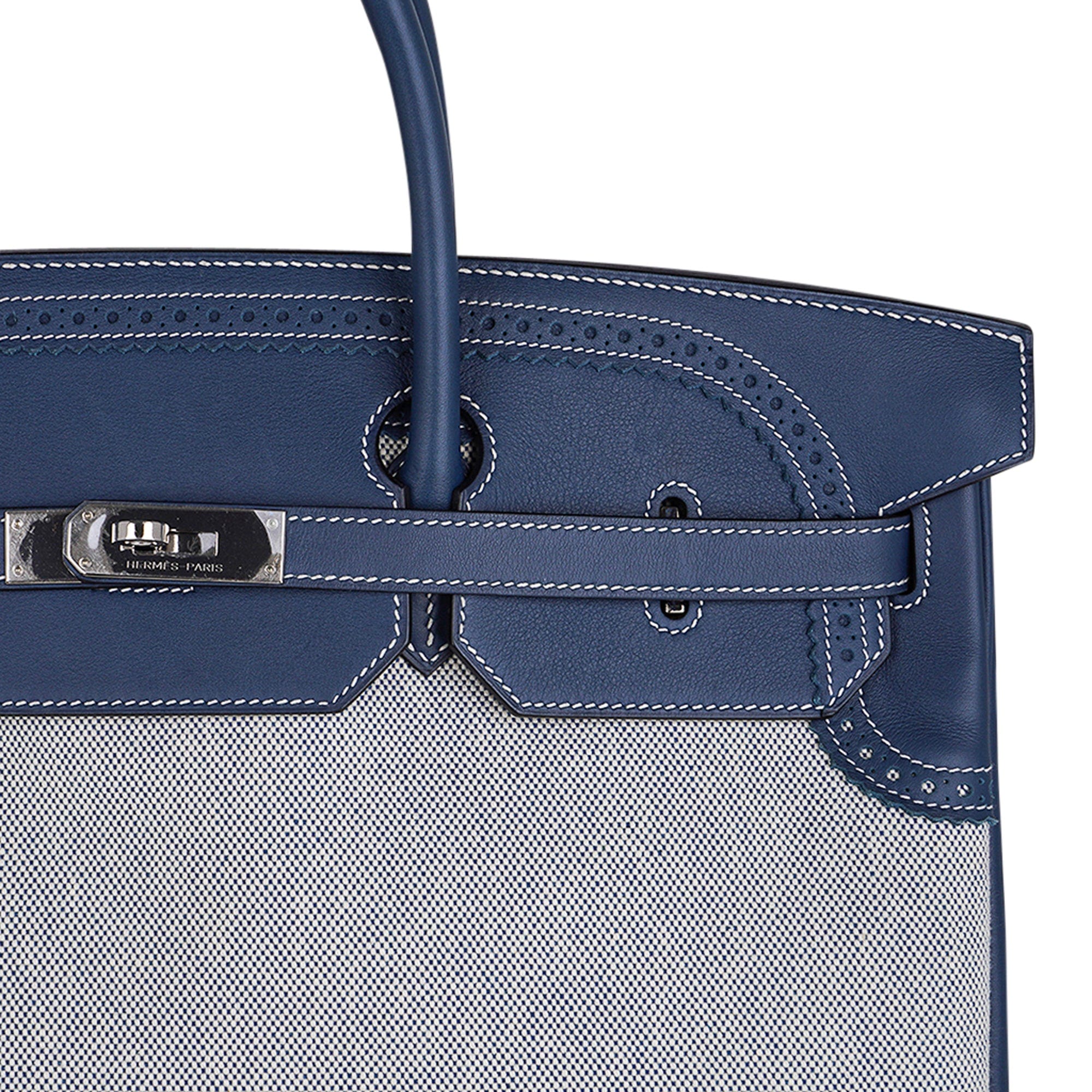 Hermes Birkin 40 Bag Blue Flag Toile / Barenia Permabrass Limited Edition