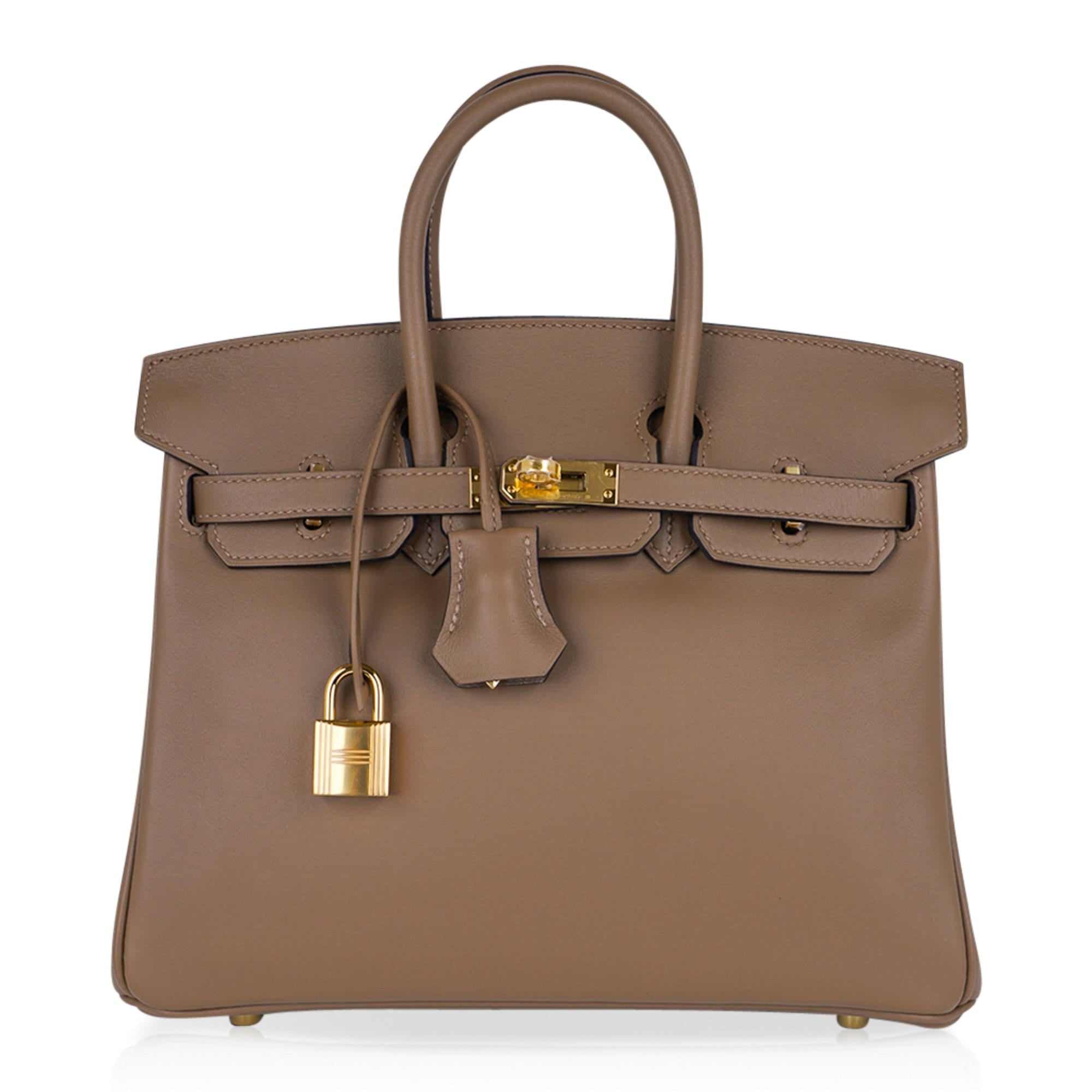 HERMÈS Birkin 25 handbag in Craie Jonathan leather with Gold