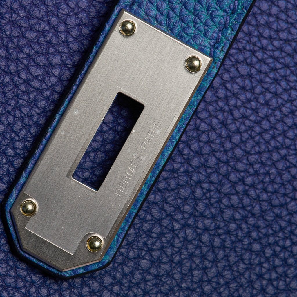 Hermès HAC 40 Blue Nuit Mix Wool With Silver Hardware - AG Concierge Fzco