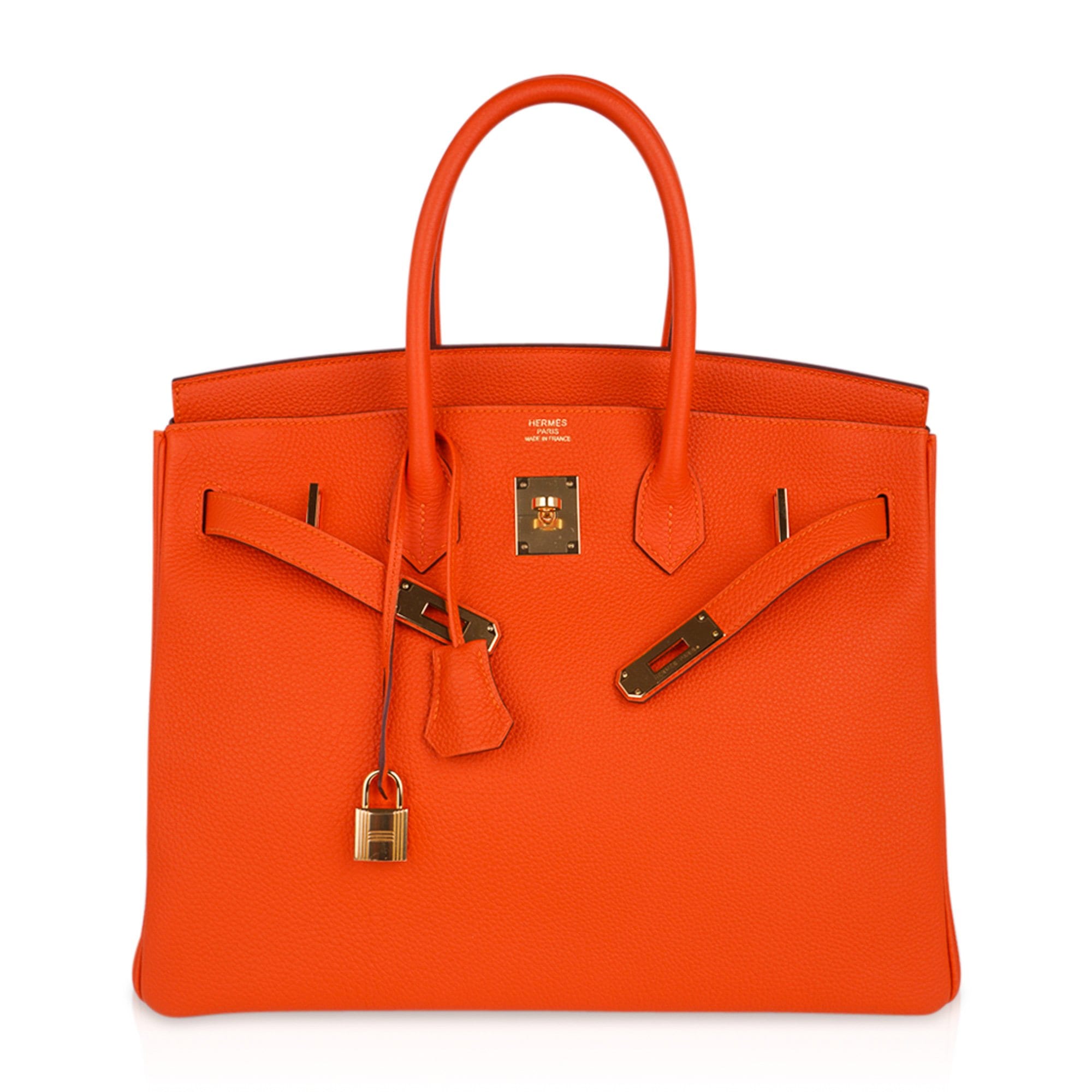 Hermes Orange Togo Leather Gold Hardware Birkin 35 Bag