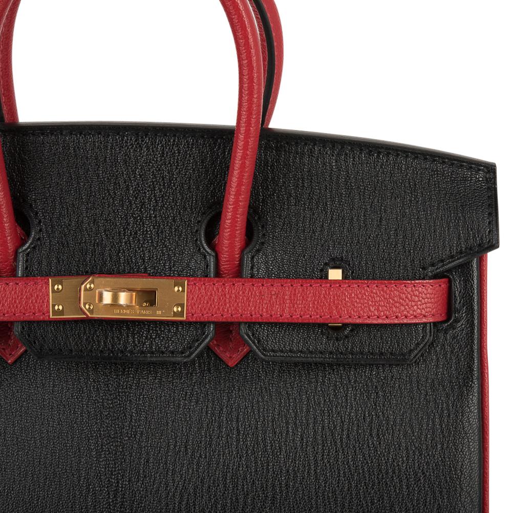 Hermès Hermes Birkin Hss 30 Bag Rouge Casaque And Black Chevre Brushed Gold  Hardware in Red