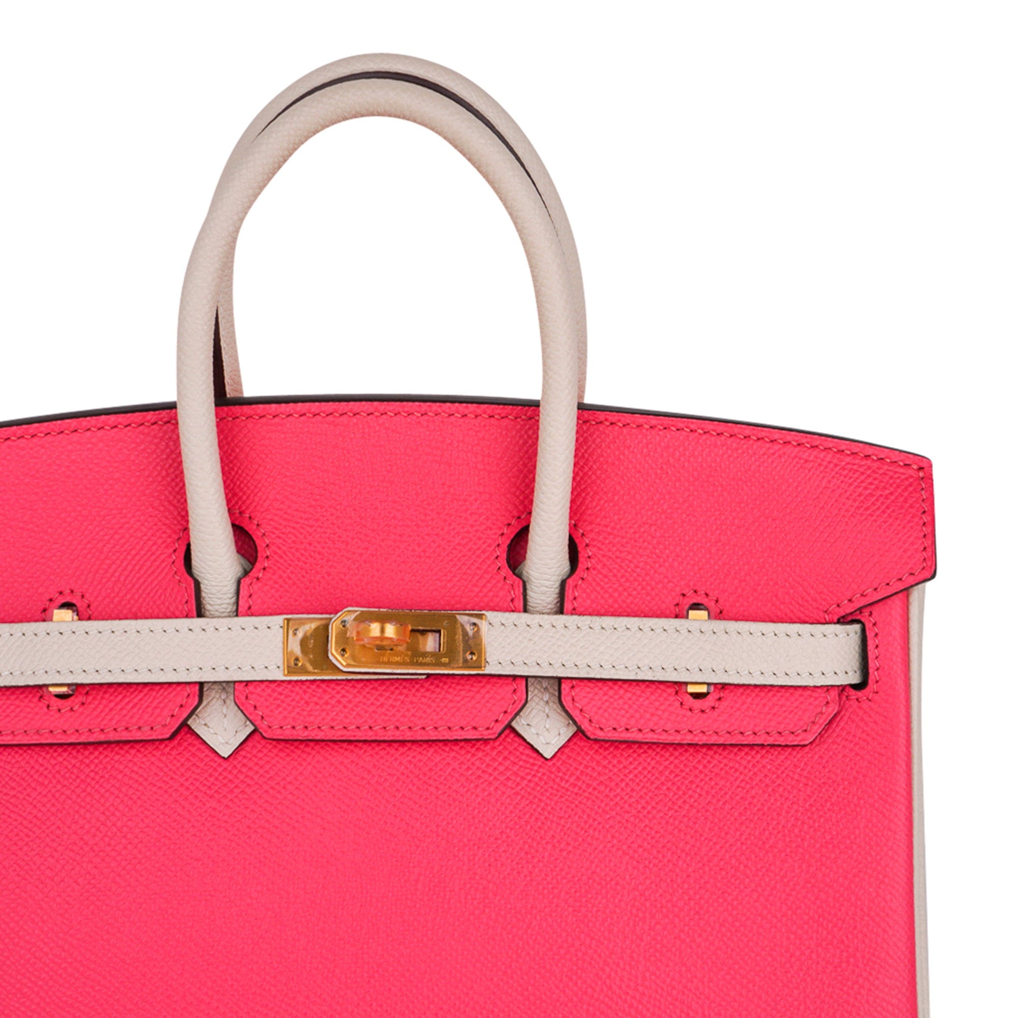 Hermes Birkin HSS 25 Bag Beton w/ Pink Rose Pourpre Brushed Gold Hardw –  Mightychic