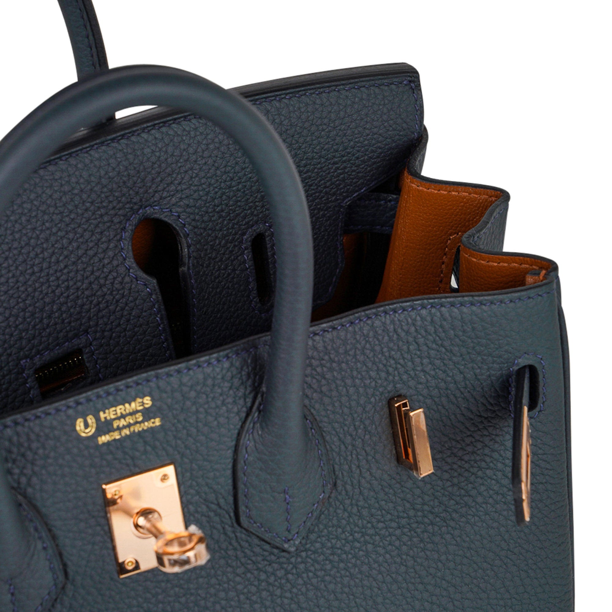 Hermes Special Order HSS Birkin 25 Bag in Vert Cypress Togo Leather with  Rose Gold Hardware