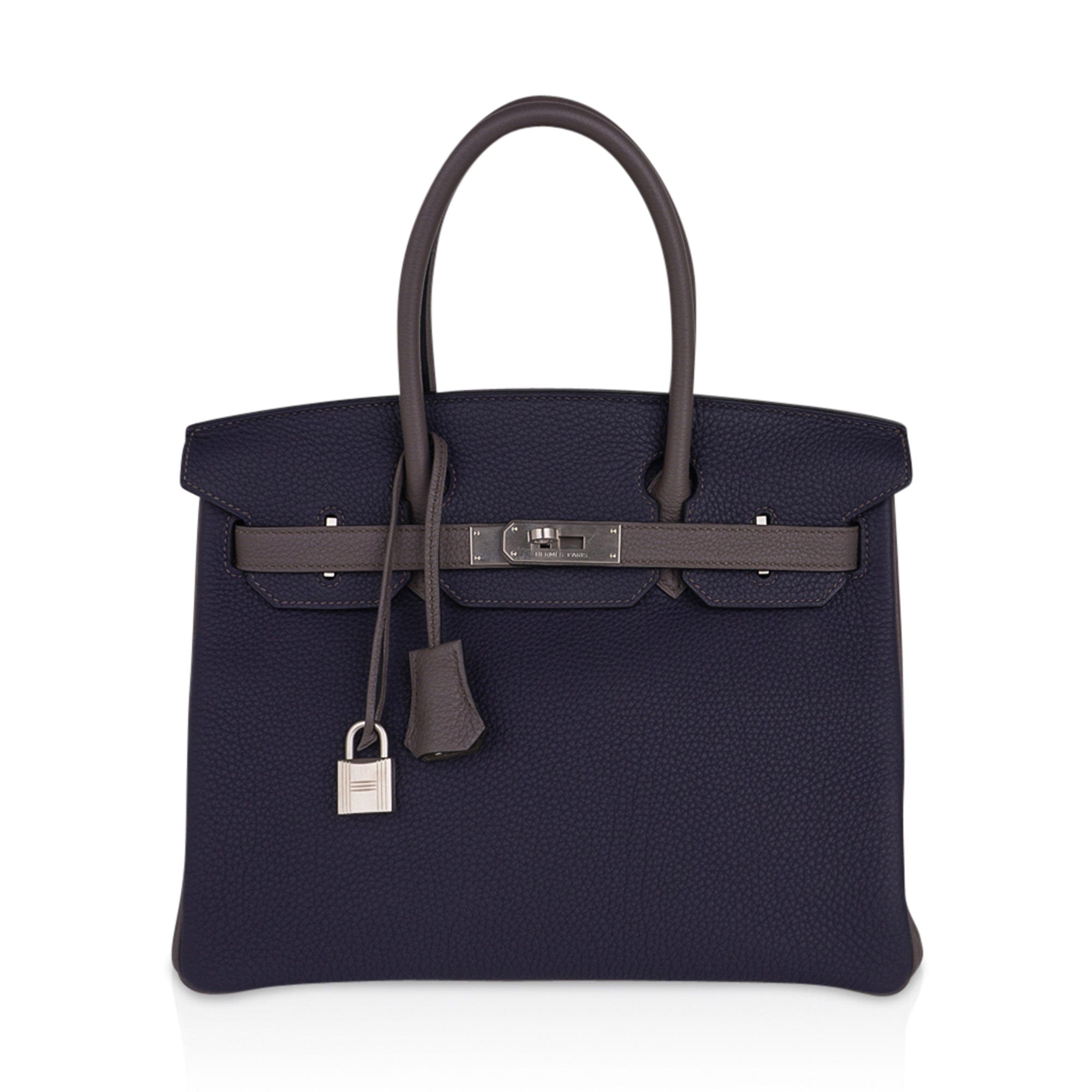 Hermes 40cm Blue Obscure Togo Leather Gold Plated Birkin Bag