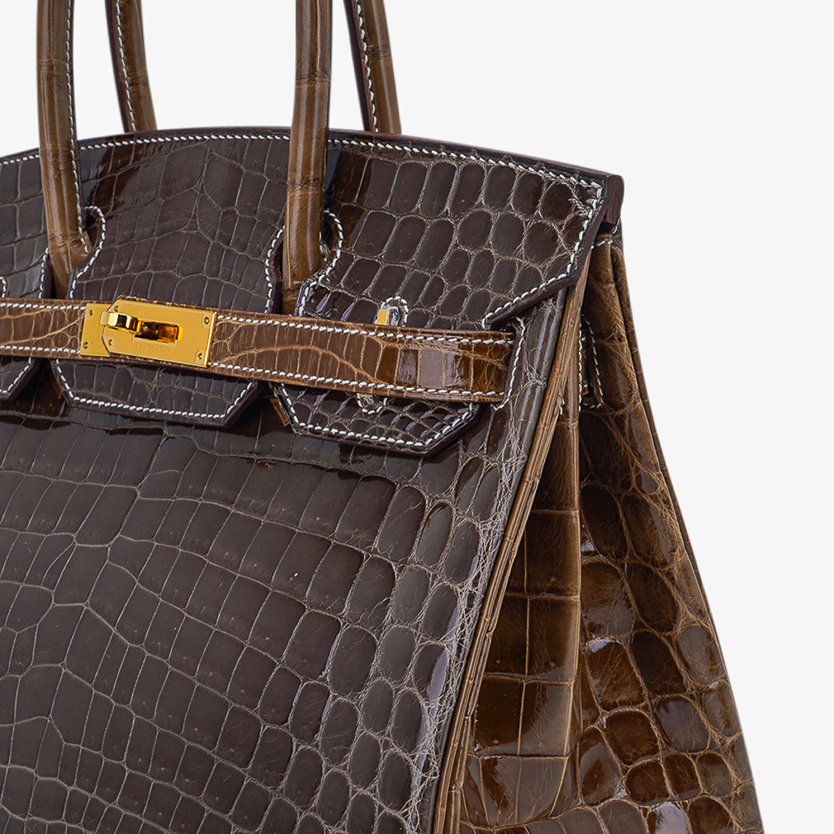 Hermes Special Order HSS Birkin 30 Bag Gris Elephant & Ficelle Crocodile with Gold Hardware