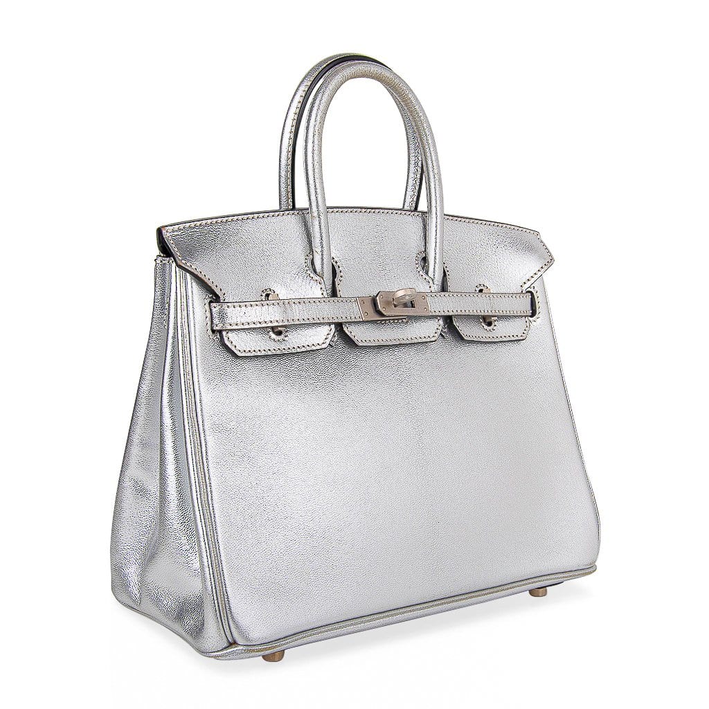 Hermes Birkin 25 Serie Vau Madame Ruby Handbag Silver Hardware B
