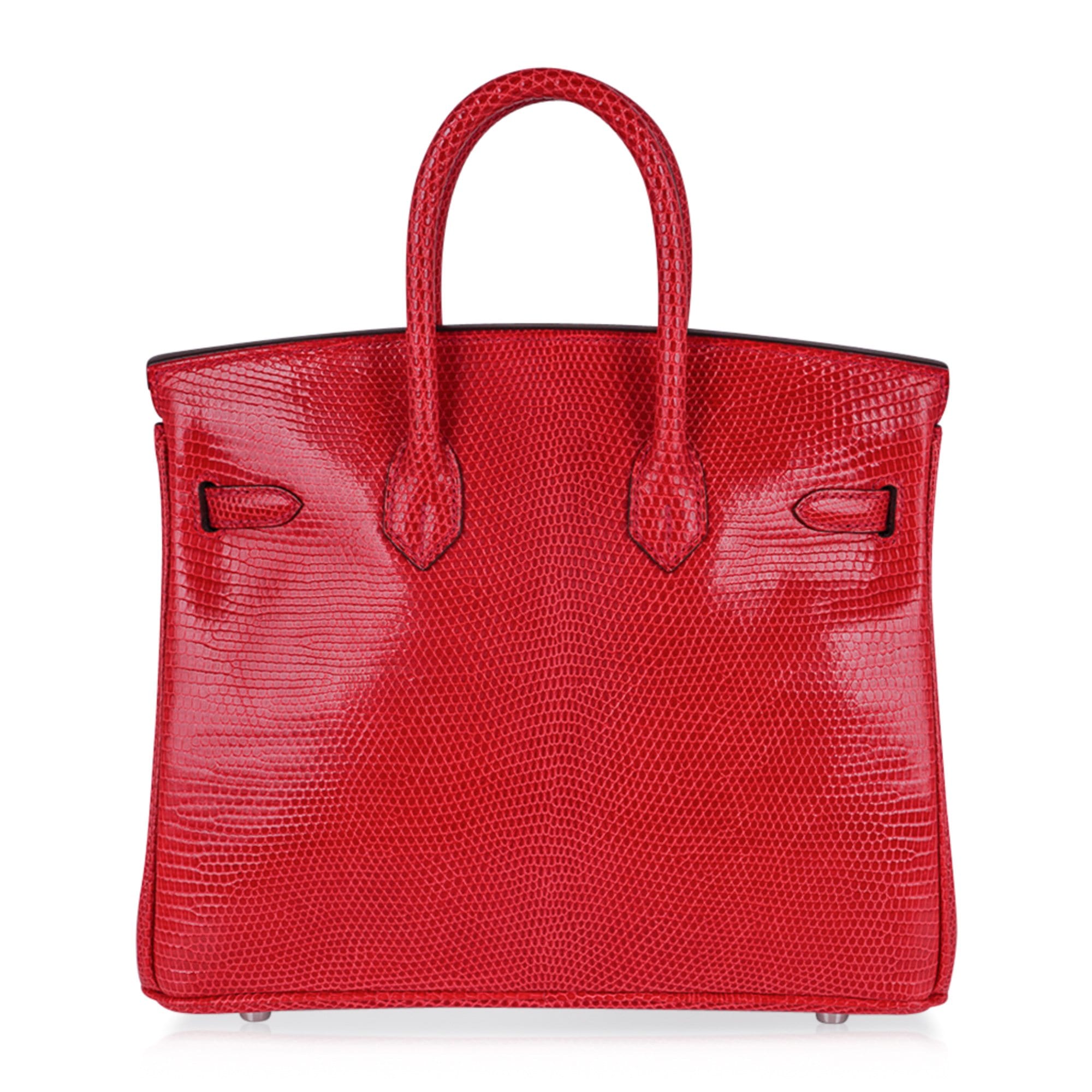Hermes Limited Edition Birkin 25 Bag Rouge Lizard with Palladium Hardware