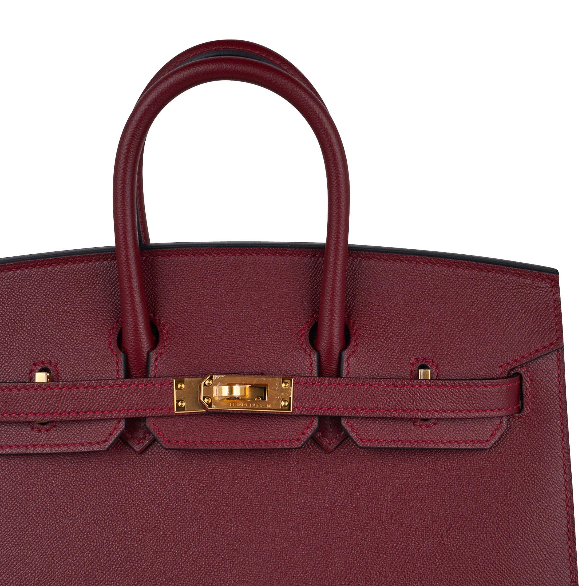 Hermes Birkin 25 Sellier Framboise Bag Veau Madame Leather Palladium Hardware