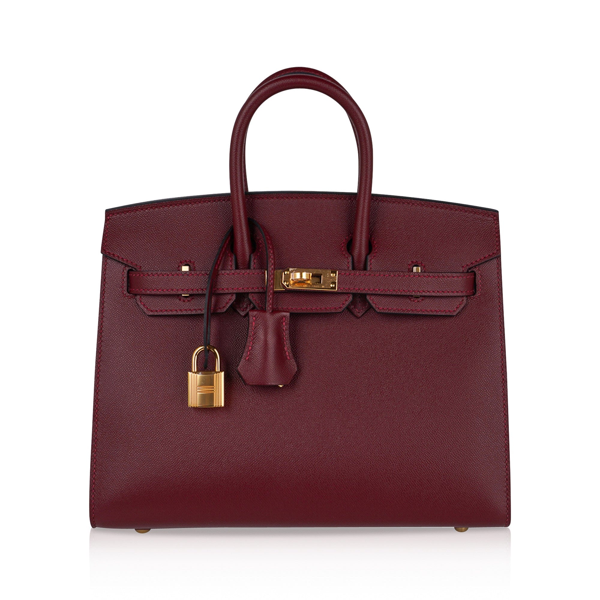 Hermes Birkin 25 Bag Sellier Rouge H Gold Hardware Veau Madame Leather •  MIGHTYCHIC • 