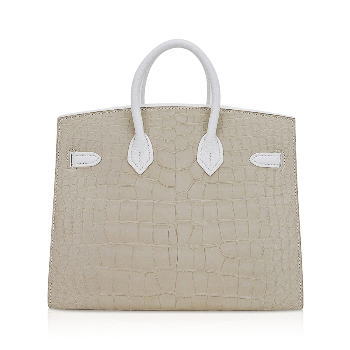 Hermes Limited Edition Birkin 20 Faubourg Sellier Bag Neige (Snow) White Matte Alligator