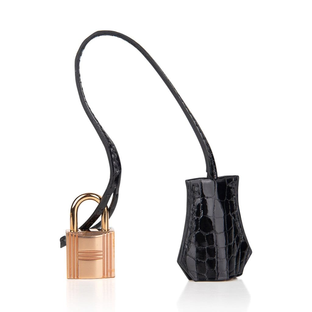 Hermes Birkin 30 Touch Bag Black Crocodile / Black Leather Rose Gold Hardware