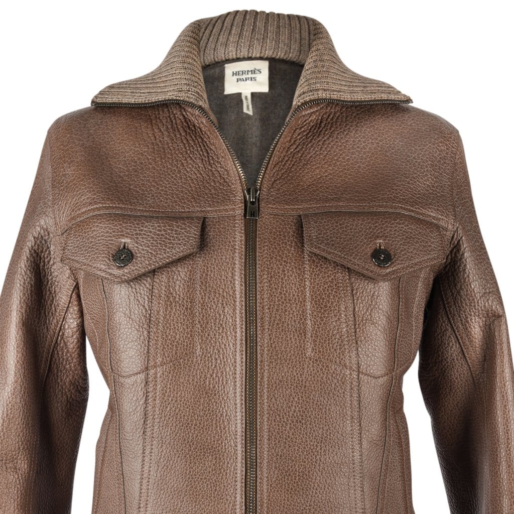 Hermes Jacket Taupe Bison Leather Bomber 38/4 – Mightychic