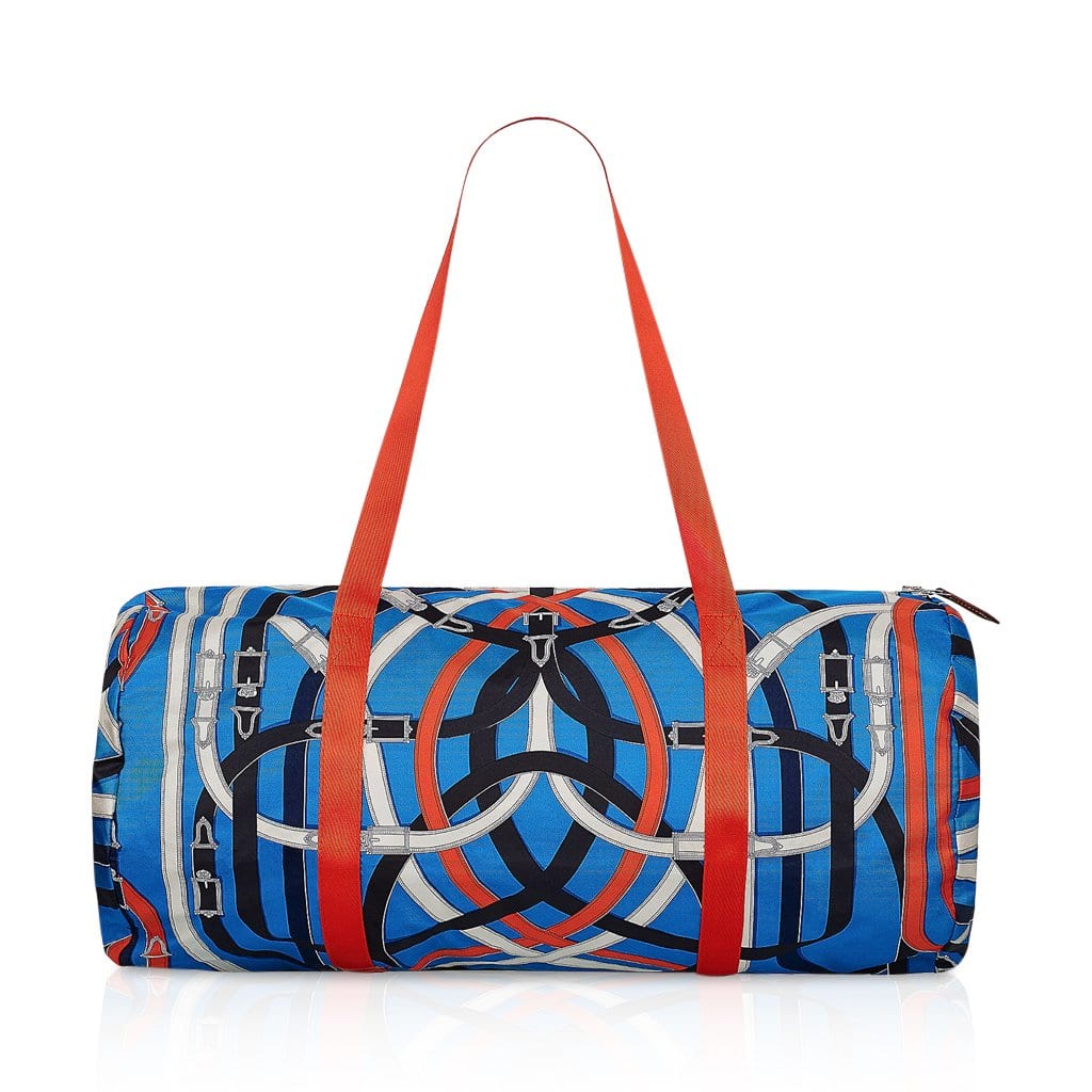 Hermes Airsilk Duffle Bag Cavalcadour 44 Blue Silk Limited Edition New