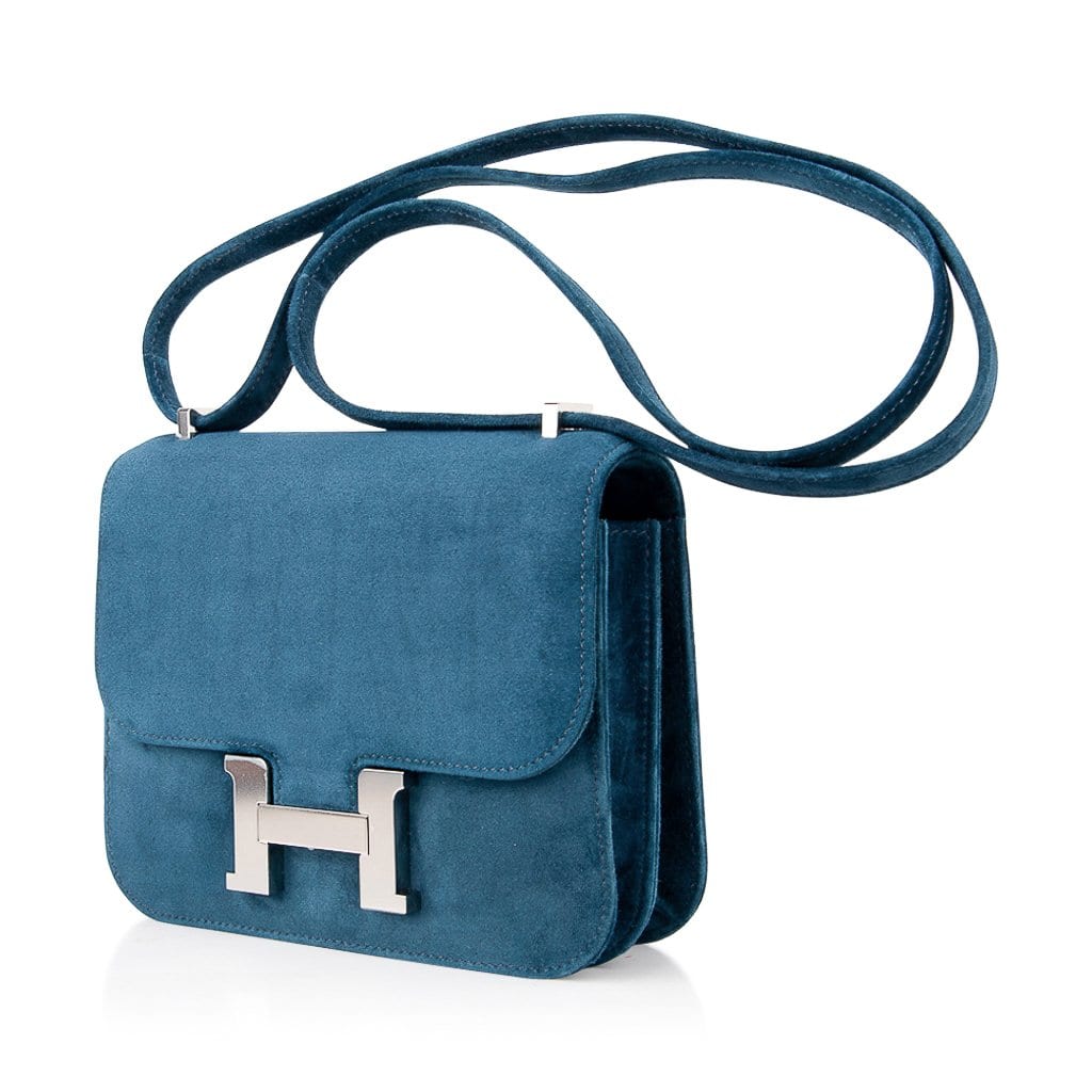 Hermes Constance Bag 18 Blue Ocean Doblis Palladium Limited Edition –  Mightychic