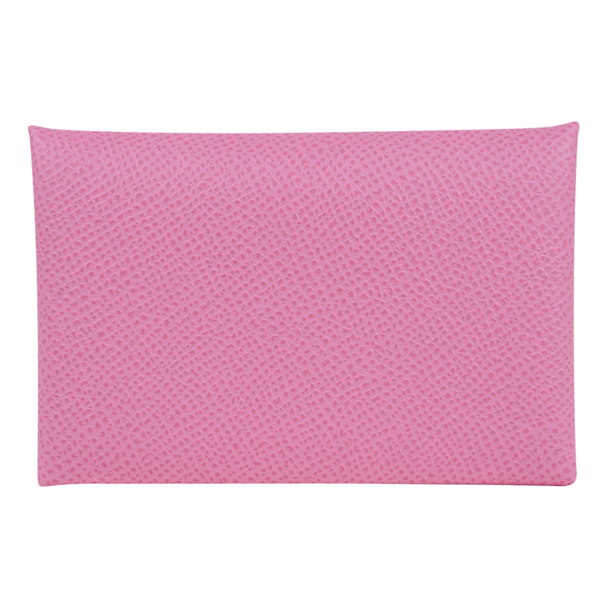 Hermes Calvi Card Holder 5P Pink Epsom Leather New w/Box