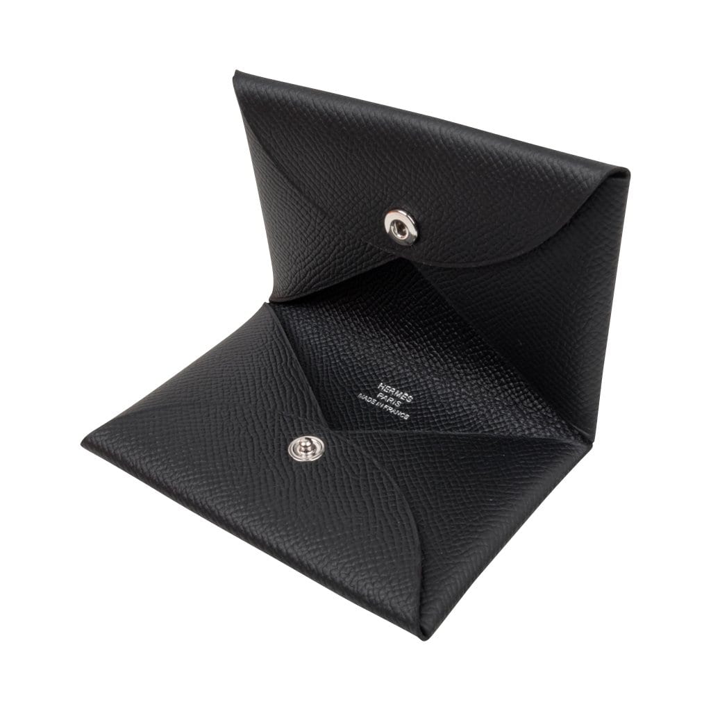 Hermes Calvi Card Holder Noir Box Leather Rare – Mightychic