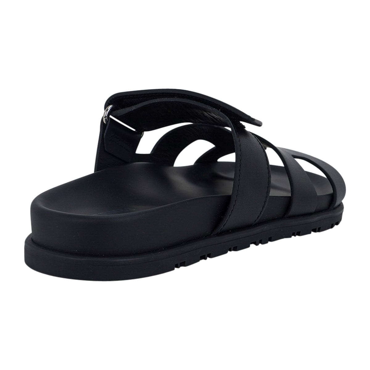 Hermes Chypre Sandal Black Calfskin Women's Shoes 39.5 / 9.5