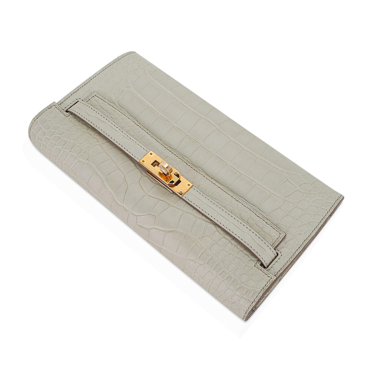 Hermès Kelly To Go Wallet Beton Matte Alligator Gold Hardware