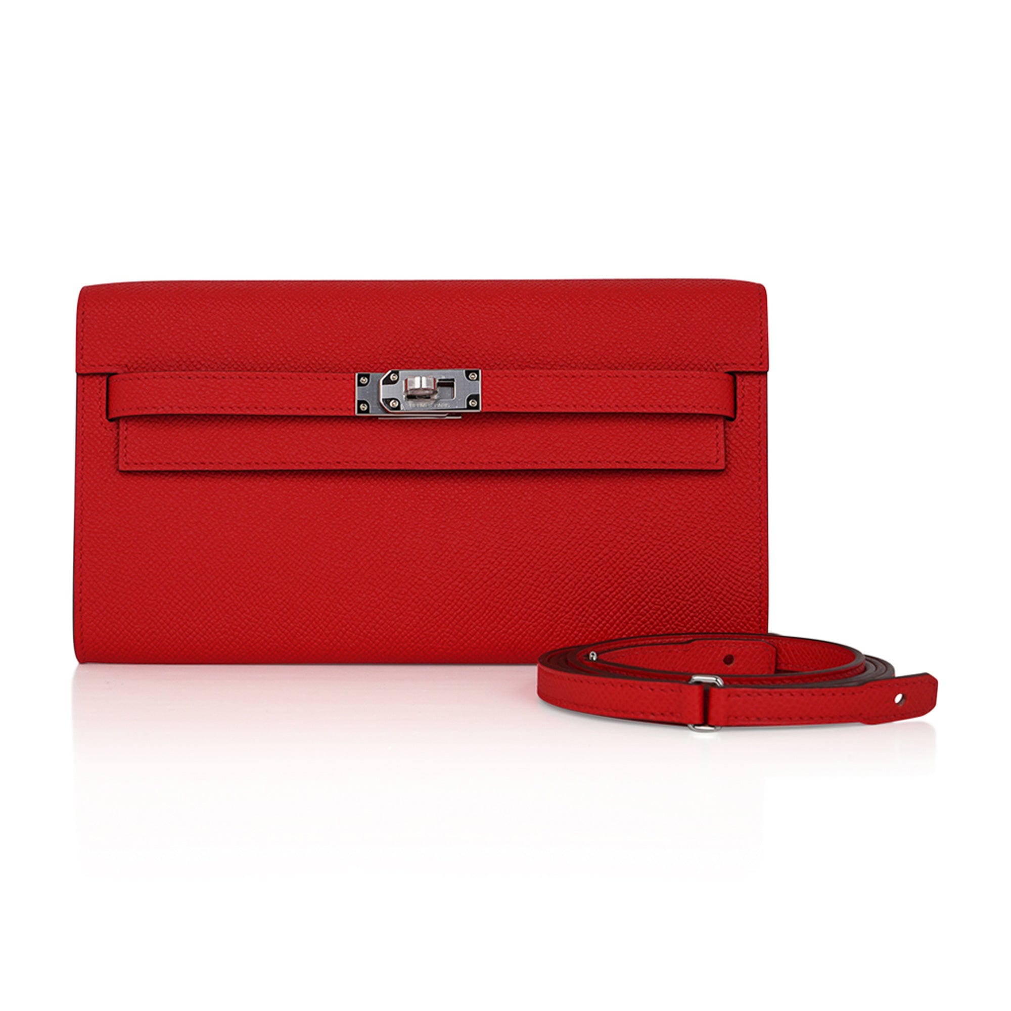 Hermes Verso Kelly Classique To Go Wallet Rouge de Coeur & Rose Extreme Epsom Leather with Palladium Hardware