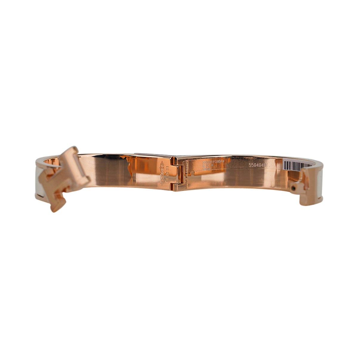 Hermes Narrow Clic H Bracelet (Rose Poudre/Yellow Gold Plated) - PM
