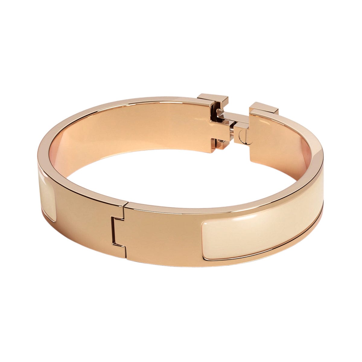 Hermes Rose Dragee Clic Clac H Narrow Enamel Bracelet Rose Gold PM –  Mightychic