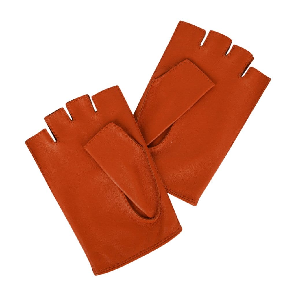Hermes Gloves Orange Clou De Selle Driving Kidskin / Lambskin Leather –  Mightychic