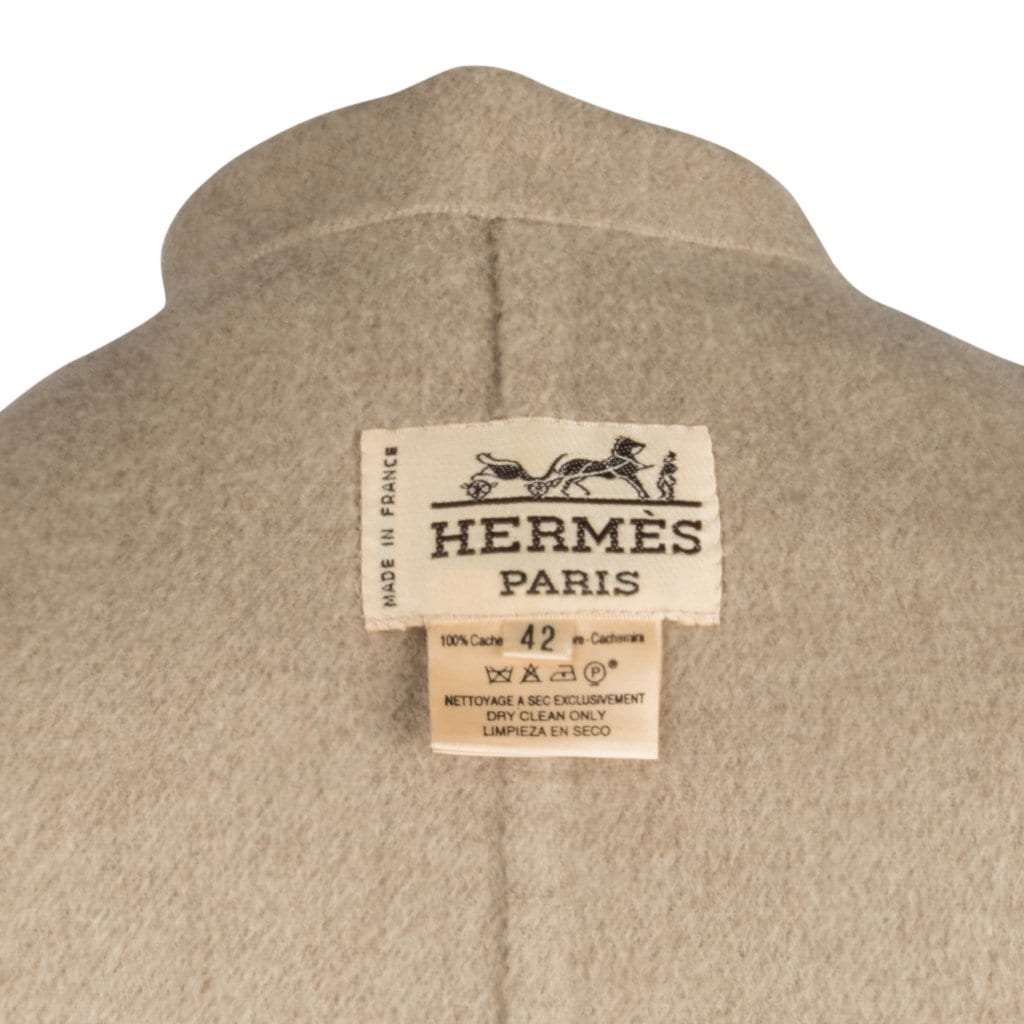 Hermes Cashmere Coat Neutral Vintage Single Breast 42 / 8 - mightychic