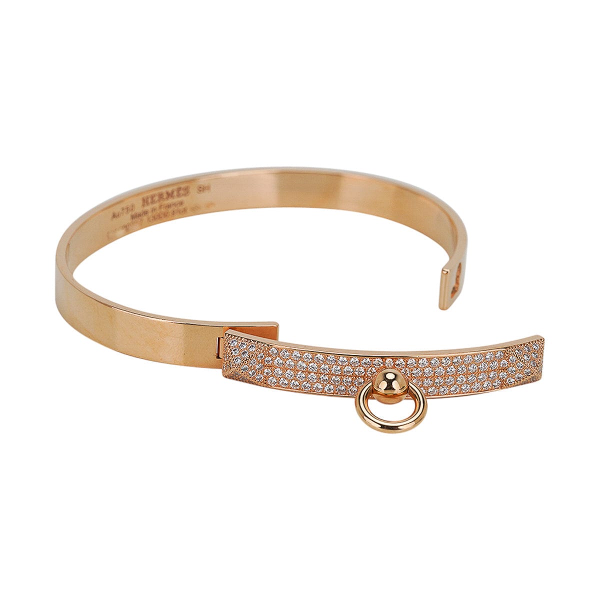 Hermes Collier de Chien Diamond Bracelet 18K Yellow Gold Size Small