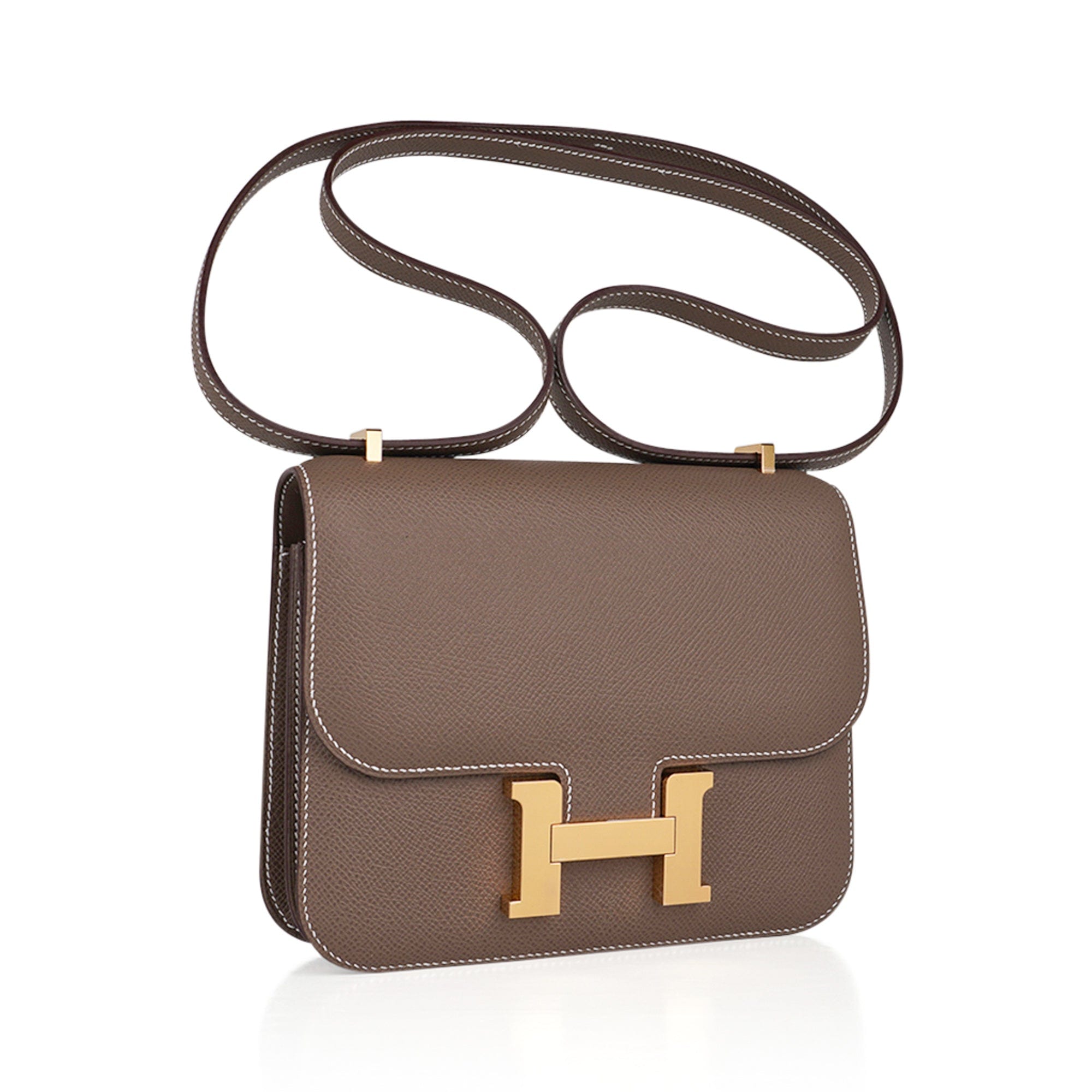 Hermes Constance mini Etoupe grey Epsom leather Rose gold hardware