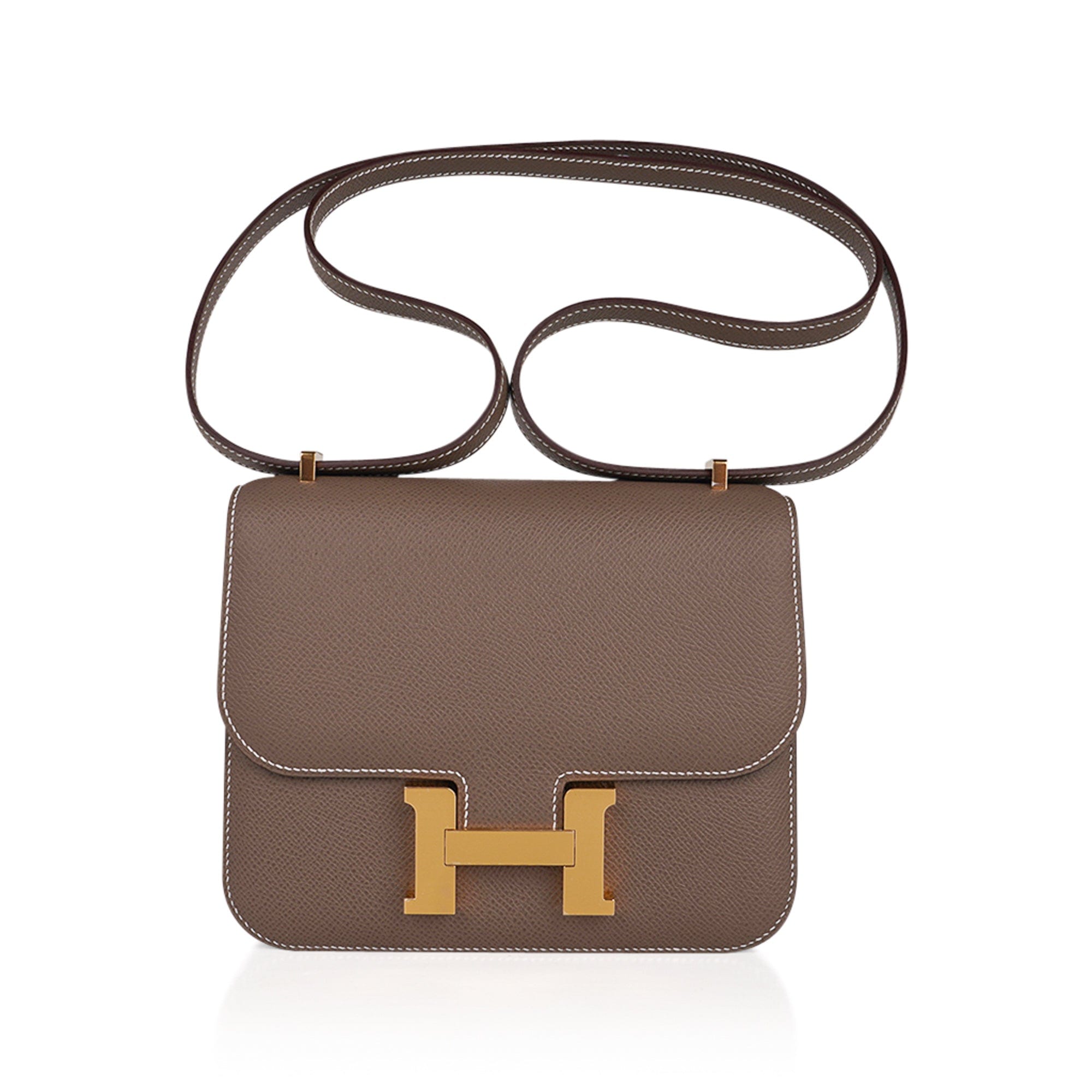 Hermès Mosaique 24 Gold Epsom Leather Bag CONSTANCE 18 SIZE PHW
