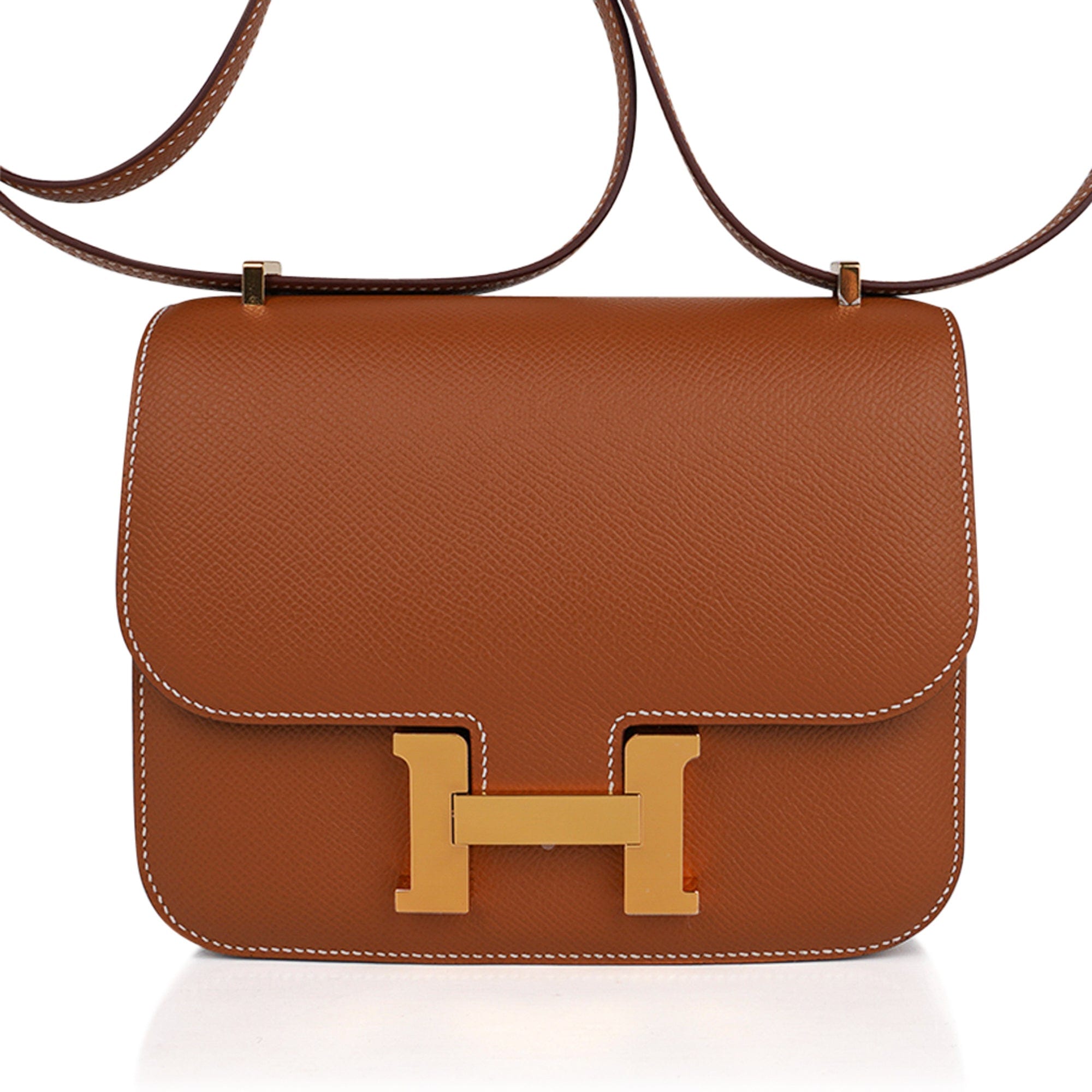 A BARÉNIA LEATHER MINI CONSTANCE 18 WITH GOLD HARDWARE