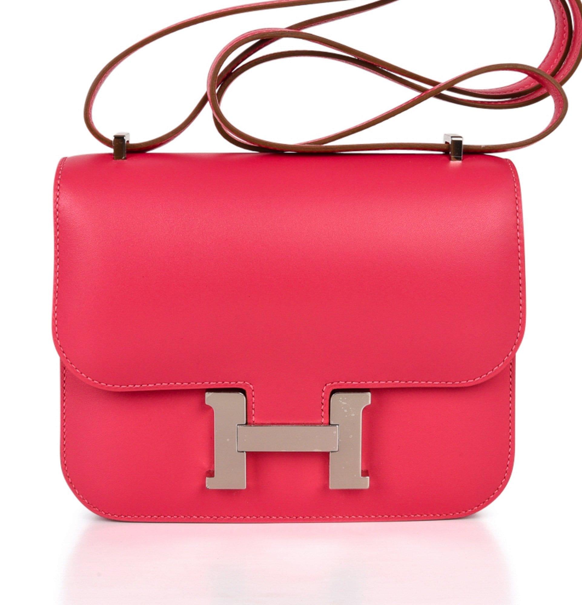 Hermes Mini III Constance 18 Bag Rose Lipstick Pink Veau Tadelakt Leather with Palladium Hardware