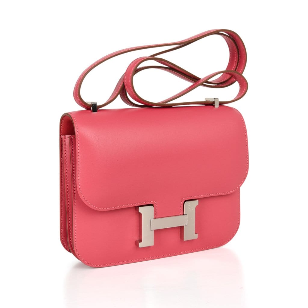HERMES Constance III Mini Rose Azalee Pink PHW Evercolor 8W 18 19 Shoulder  Bag