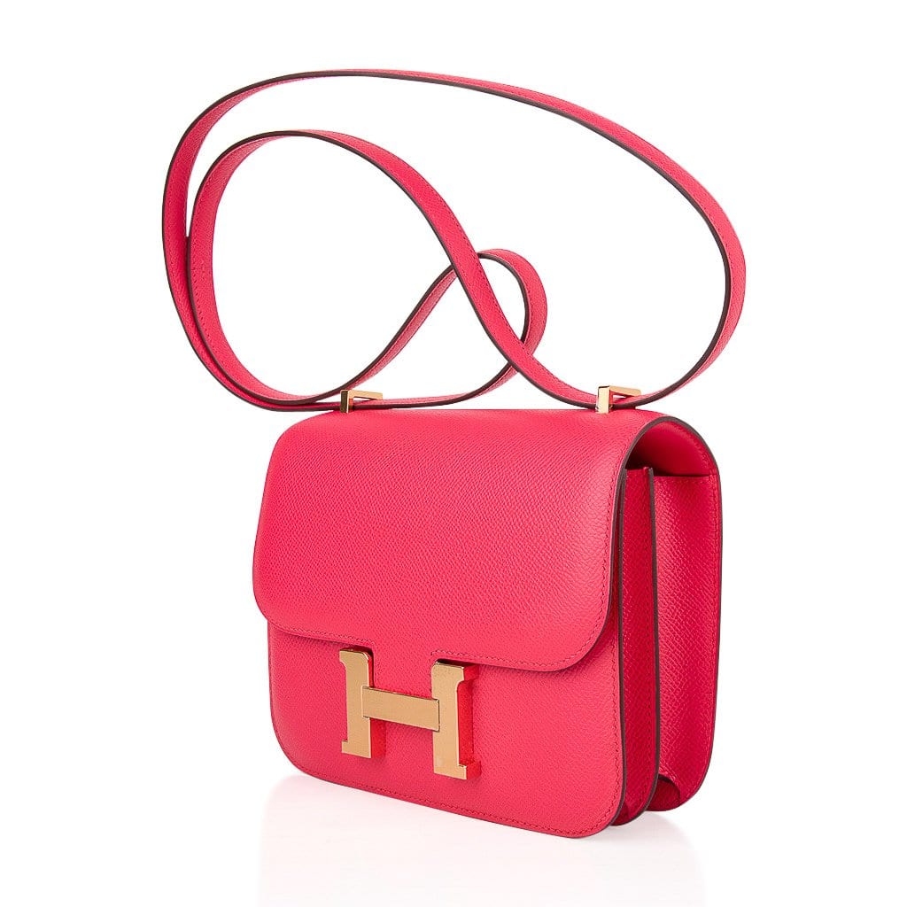 Hermes Constance 18 Rose Extreme Mini Bag Gold Hardware Epsom Leather
