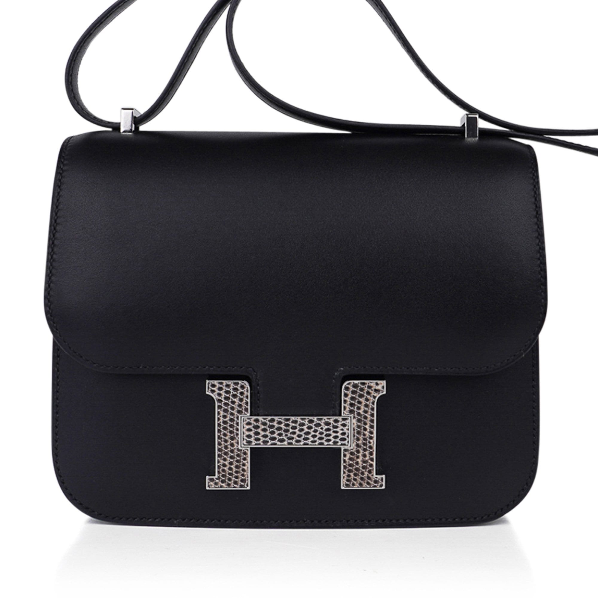 Hermes Constance Bag 18 Black / Ombre Lizard Buckle Madame Leather New –  Mightychic