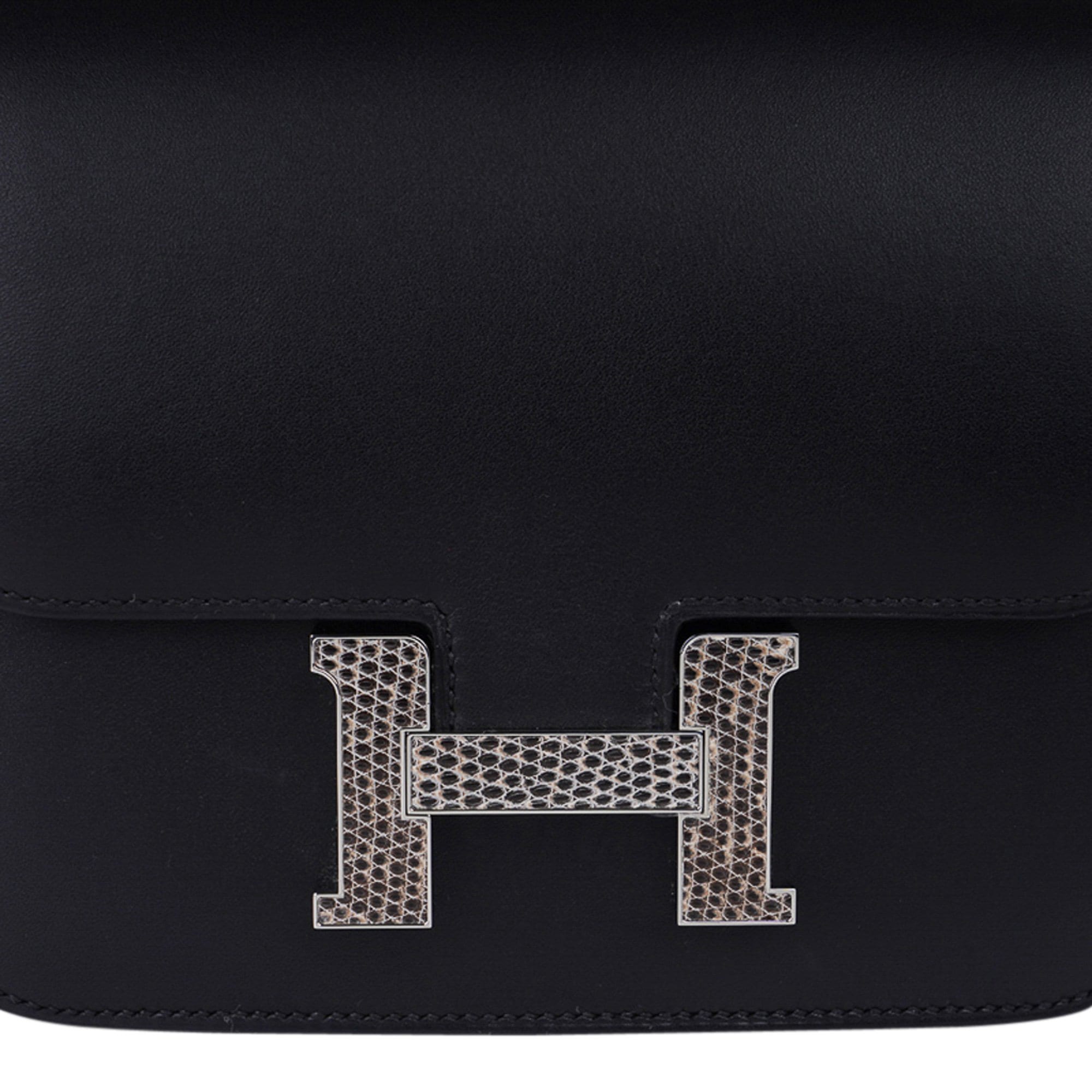 Hermes Constance Bag 18 Black / Ombre Lizard Buckle Madame Leather New