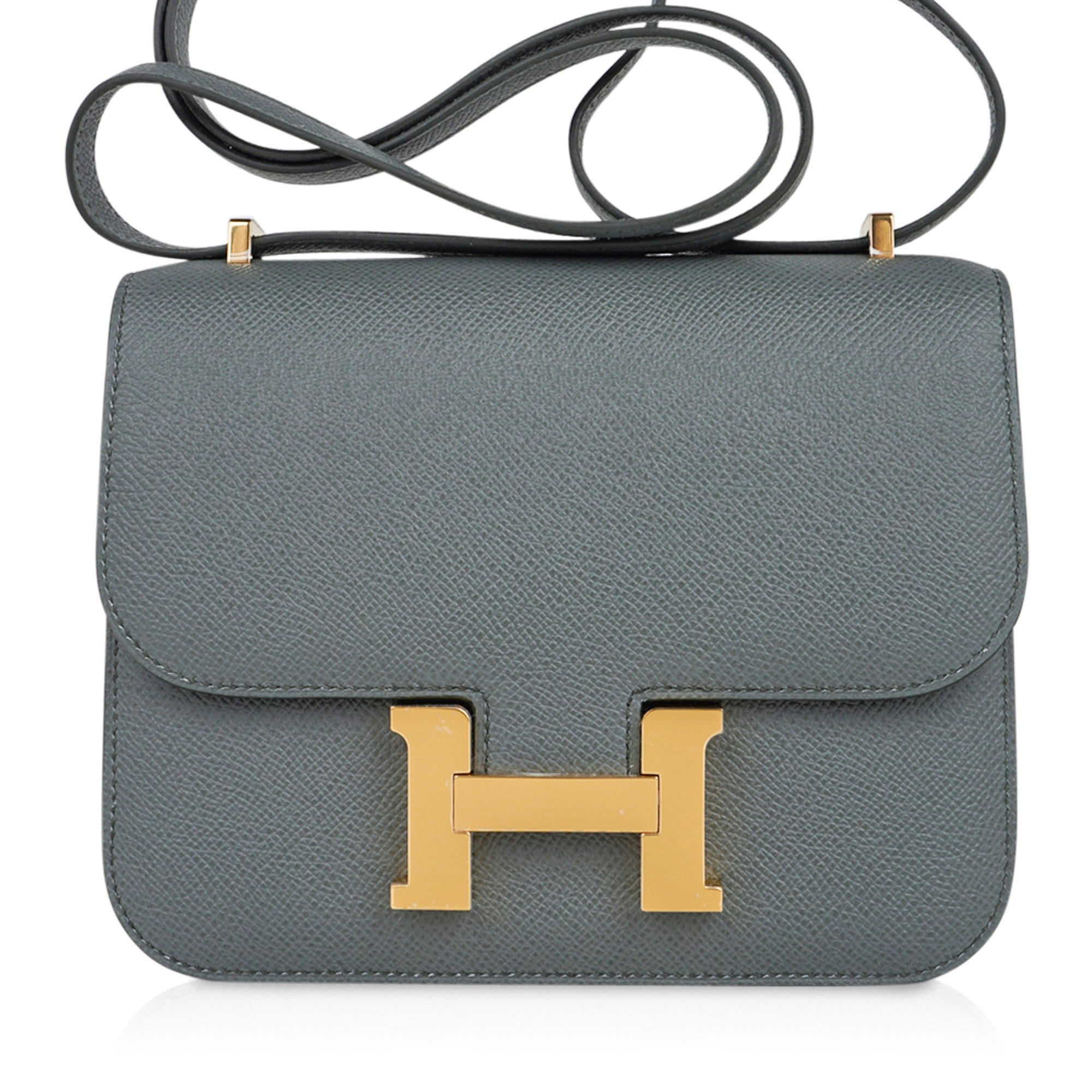 Constance leather handbag Hermès Blue in Leather - 11748342