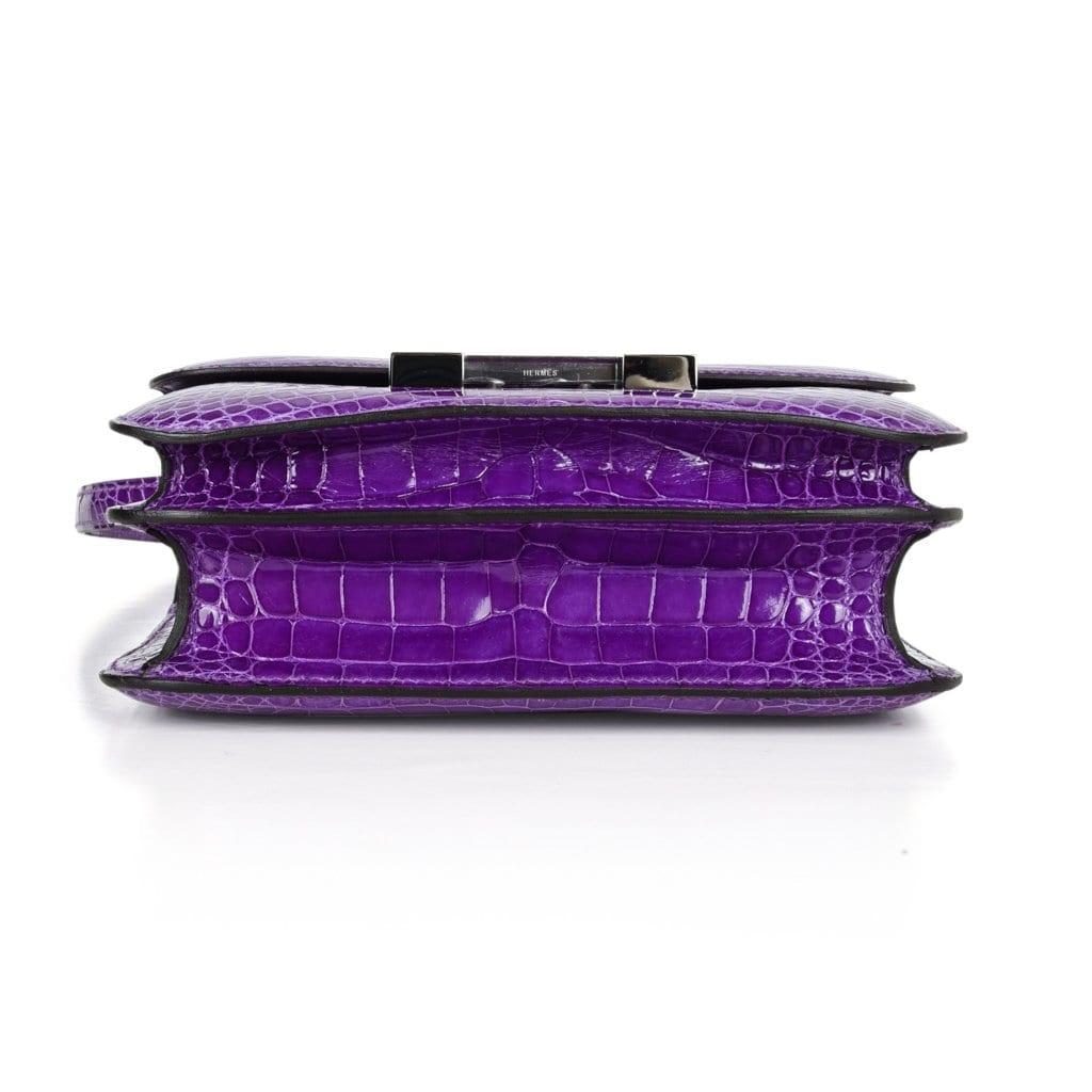 Hermes Constance Bag Rare 18cm Ultra Violet Alligator Palladium - mightychic