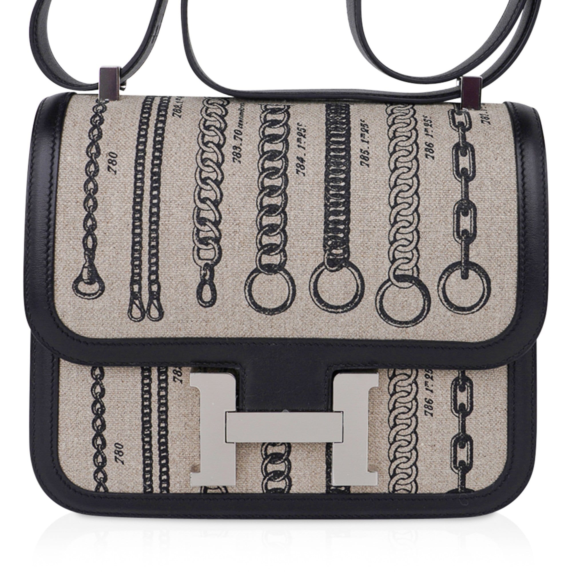 Hermes Constance 24 Bag De Camp Dechainee Toile and Black Swift Leathe –  Mightychic