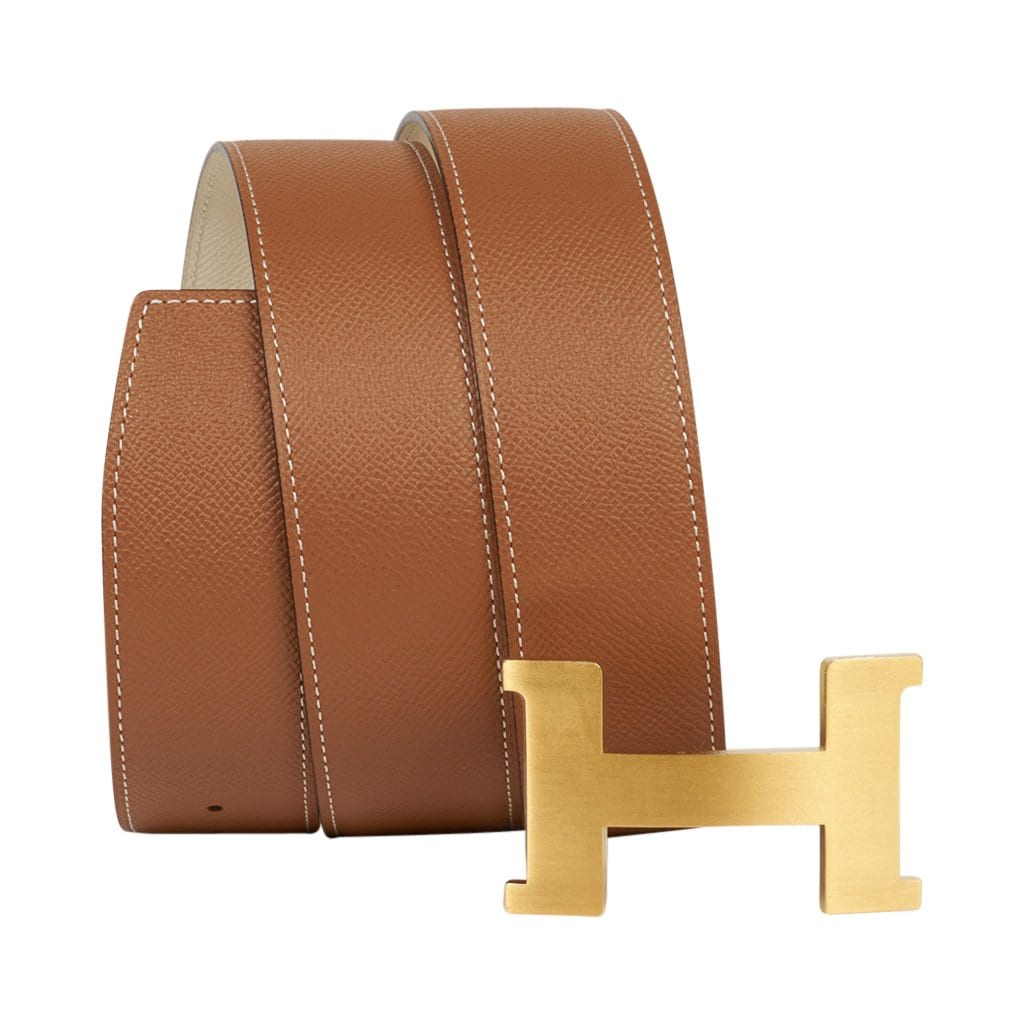 Hermes Belt Constance 42mm Gold / Craie Brushed Gold Buckle 105