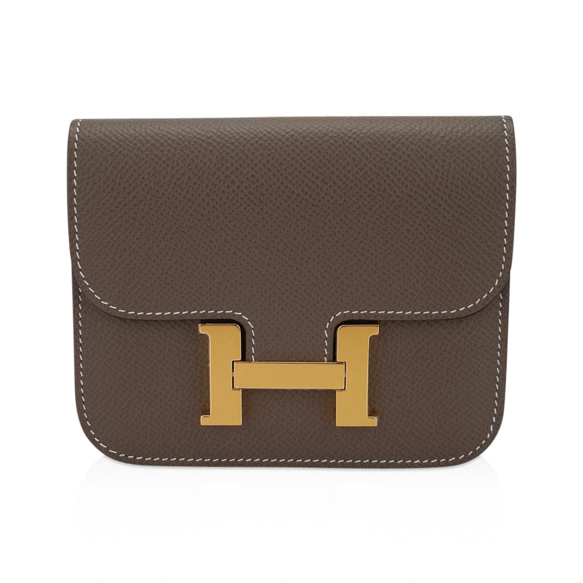 Hermes Constance Slim Wallet Belt Bag Etoupe Epsom Leather with Gold Hardware