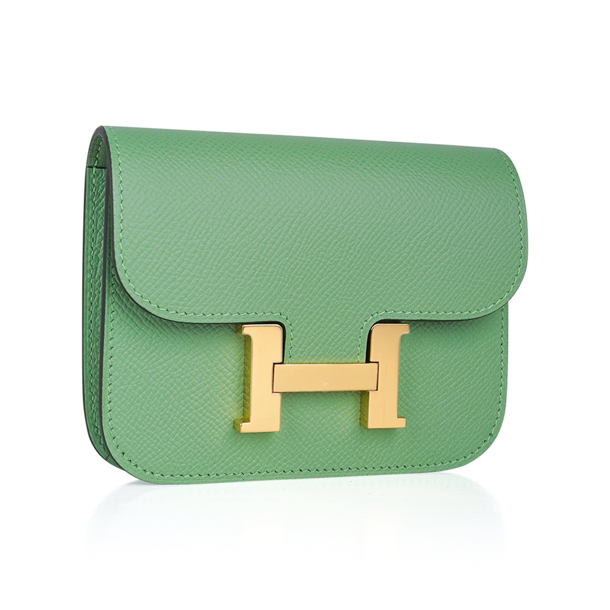 Hermes Constance Slim Wallet in Vert Criquet Epsom Leather with