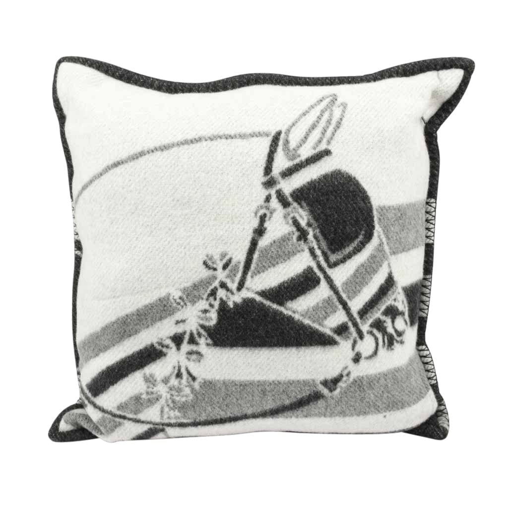 Hermes Pillow / Cushion Couvertures Ecru and Gris Fonce Throw Pillow - mightychic