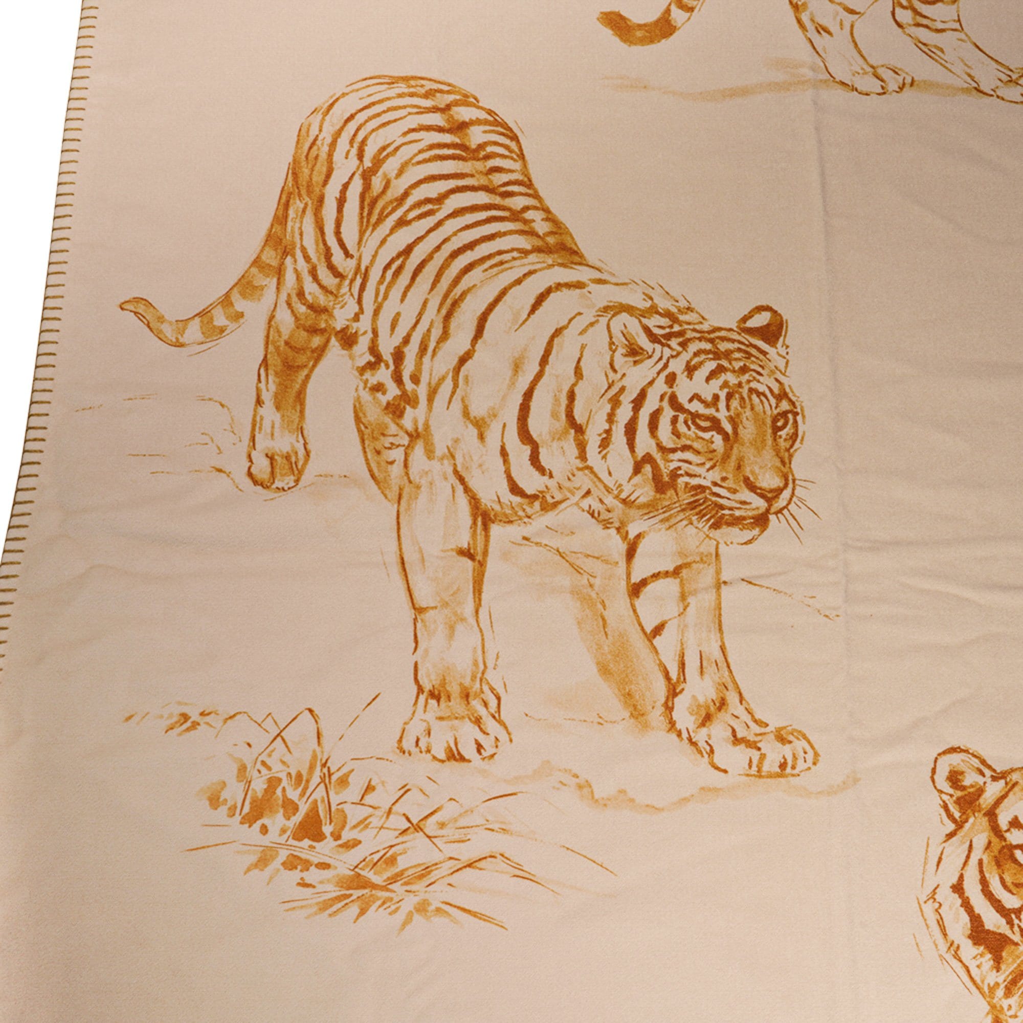 Hermes Croquis De Tigre Blanket Naturel Cashmere New w/ Box
