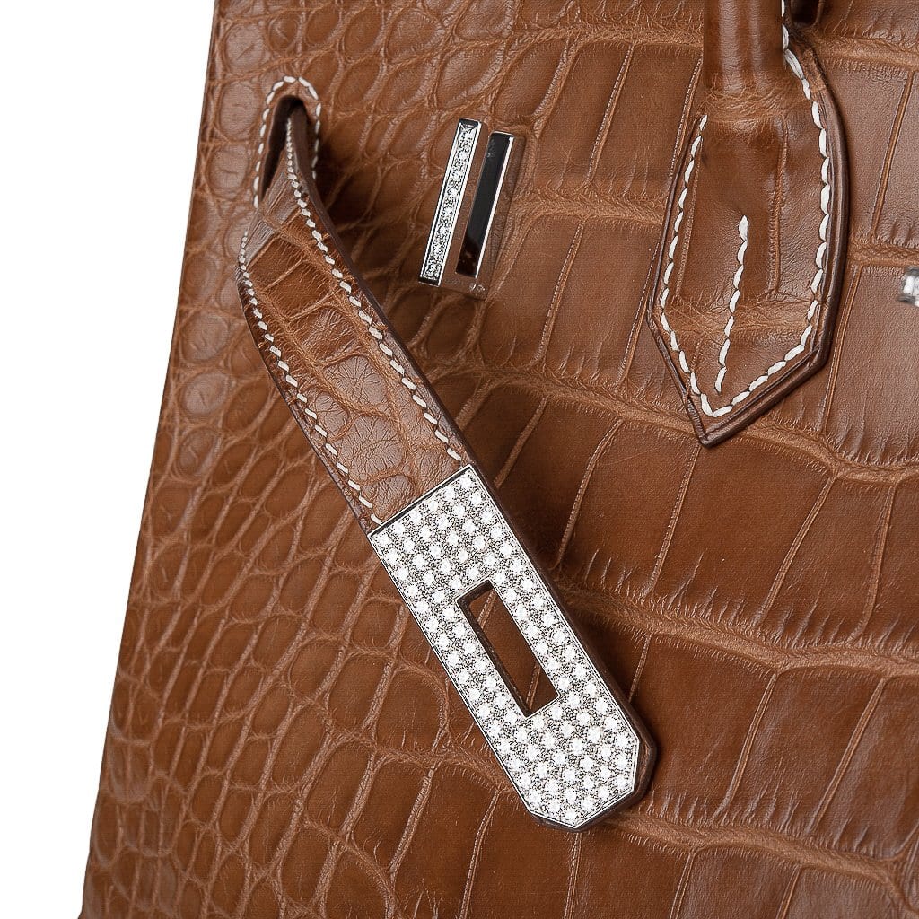 Hermes Diamond Birkin 35 Bag Fauve Barenia Matte Alligator Rare