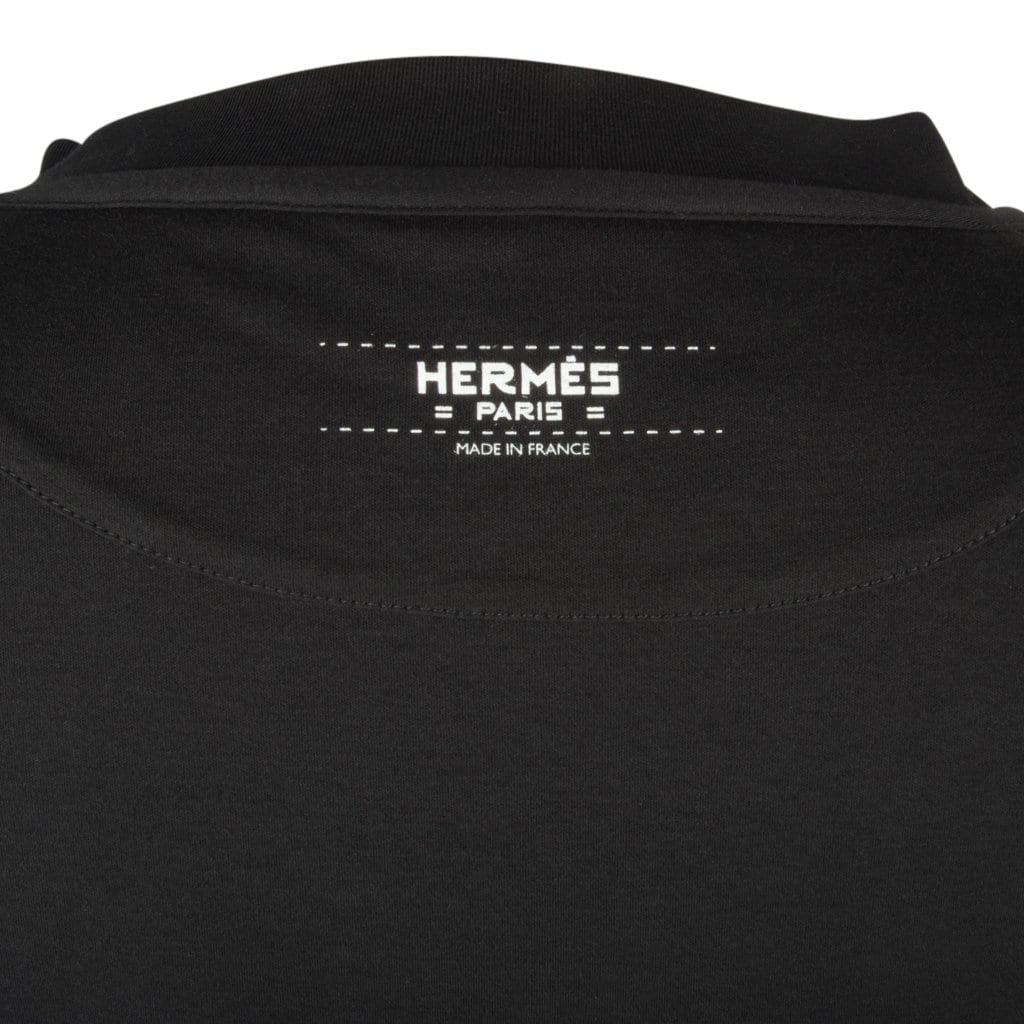 Hermes T-Shirt Women's Black Embroidered Pocket 42 nwt - mightychic