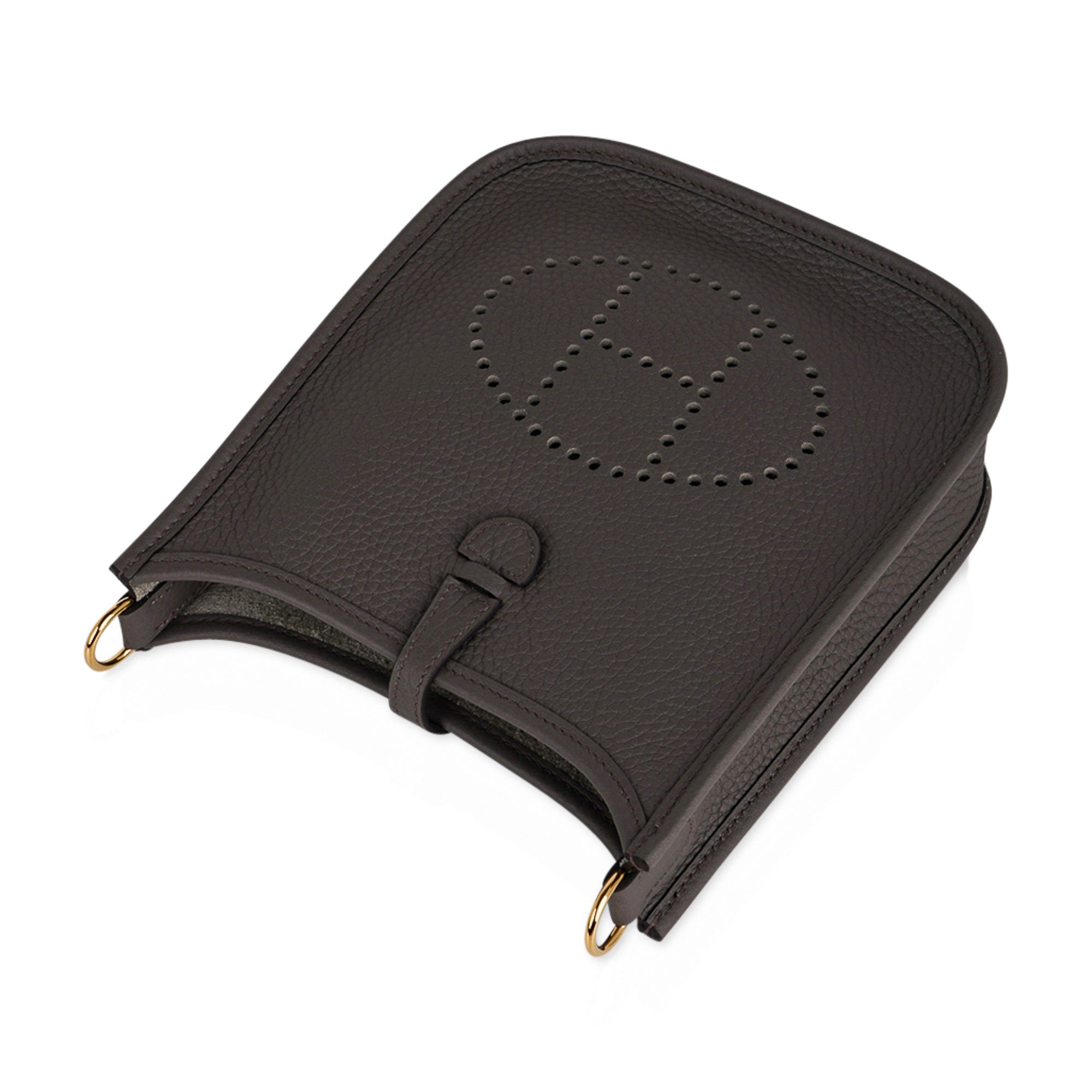 Hermès Evelyne Trench Clemence Mini TPM 16 Gold Hardware, 2022 (Like New), Beige Womens Handbag